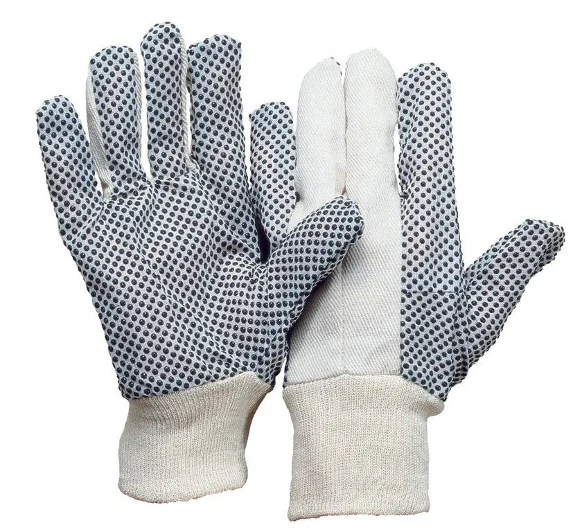 Baumwoll-Köperhandschuh | Strickbund | PVC-Noppen | Herren