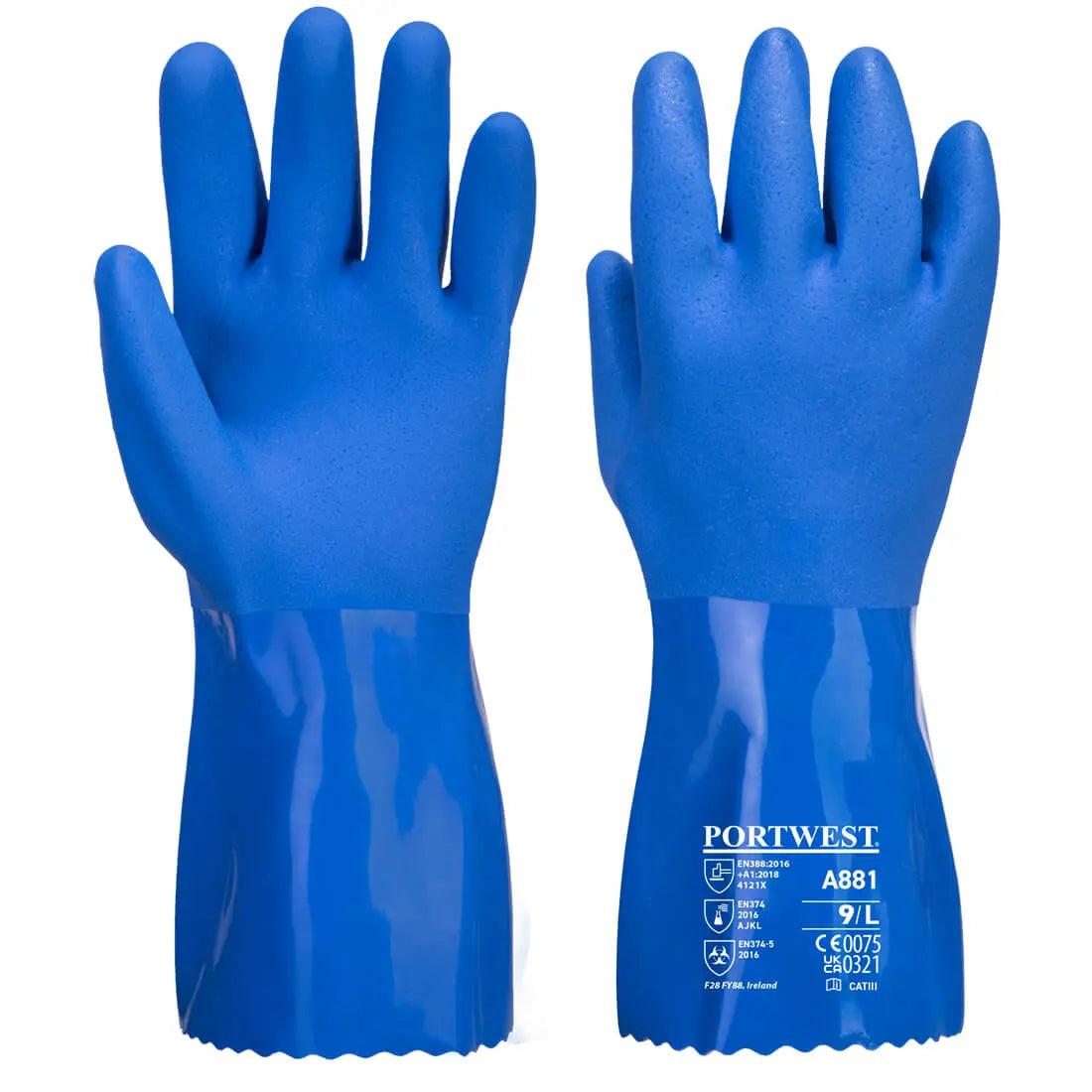 Blauer PVC Chemikalien Schutzhandschuh A881 - KERA Arbeitsschutz