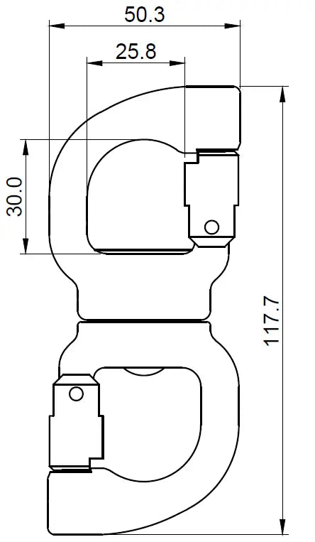 GIROS 2 Öffnender Drehwirbel aus Aluminium auf Kugellager, Öffnung 12 mm