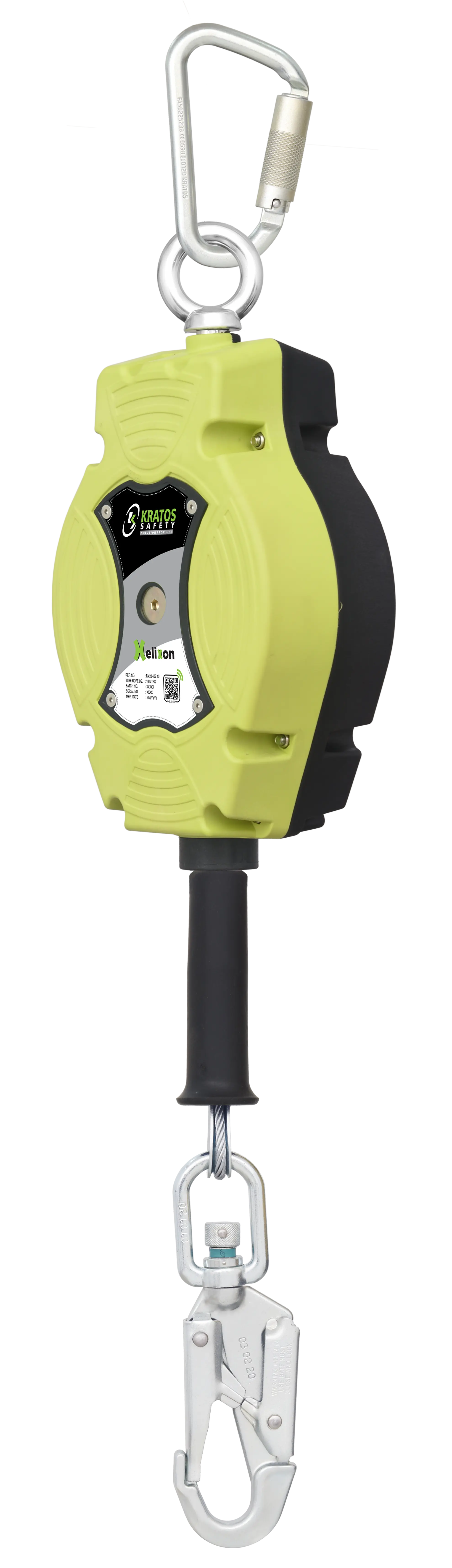 HELIXON Stahldrahtseil, Höhensicherungsgerät mit automatischem Rückzug 10 m, Nurfür den vertikalen Gebrauch