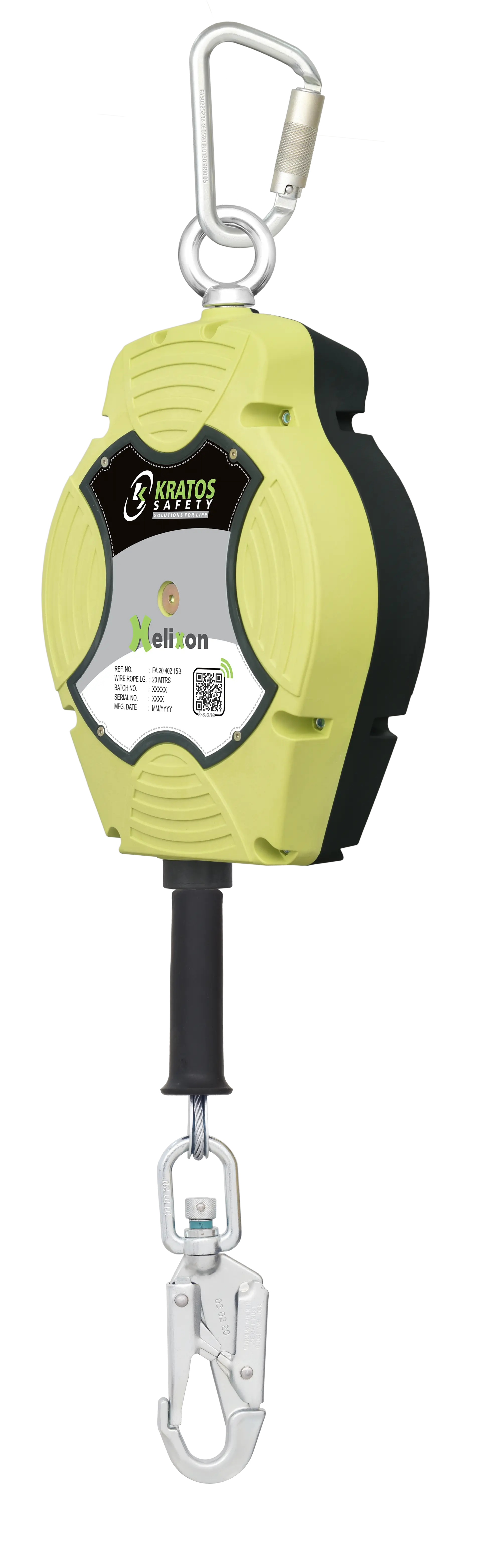 HELIXON Stahldrahtseil, Höhensicherungsgerät mit automatischem Rückzug 15 m, Nurfür den vertikalen Gebrauch