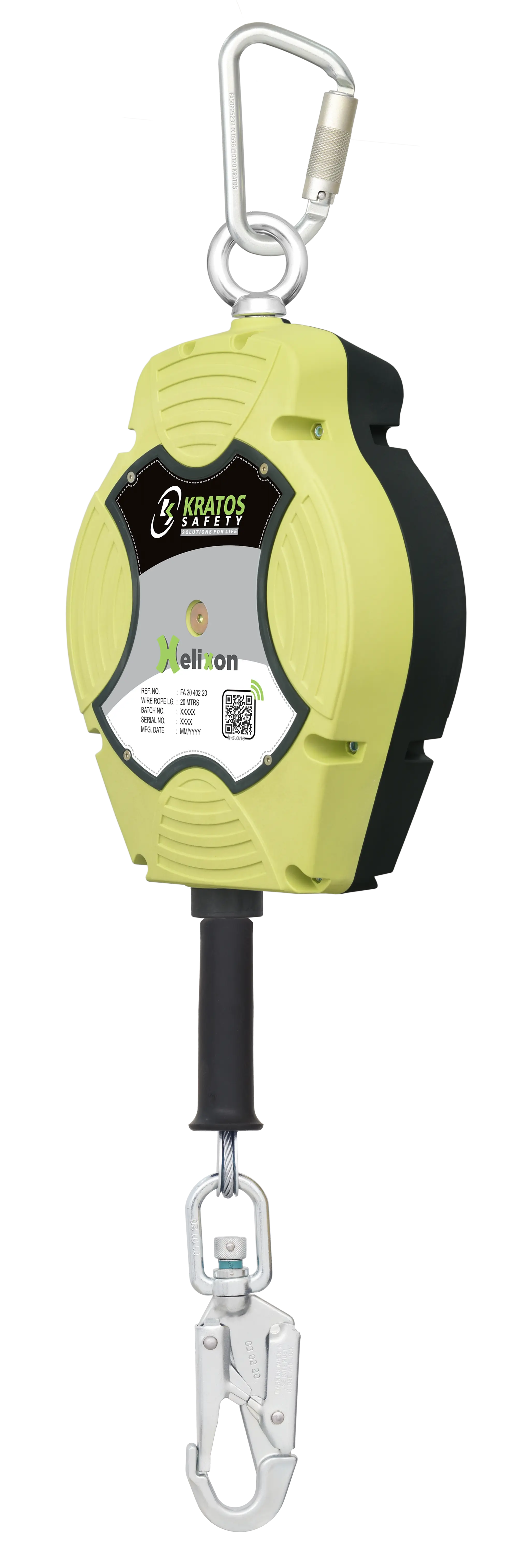 HELIXON Stahldrahtseil, Höhensicherungsgerät mit automatischem Rückzug 20 m, Nurfür den vertikalen Gebrauch