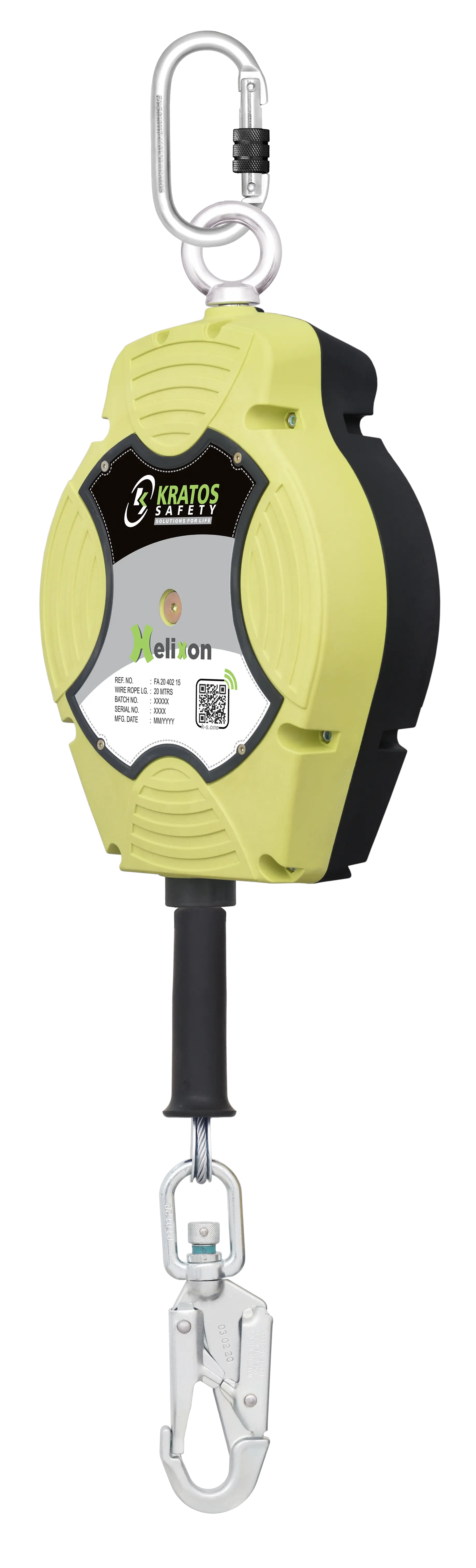 HELIXON Stahldrahtseil, Höhensicherungsgerät mit automatischem Rückzug 20 m, Nurfür den vertikalen Gebrauch