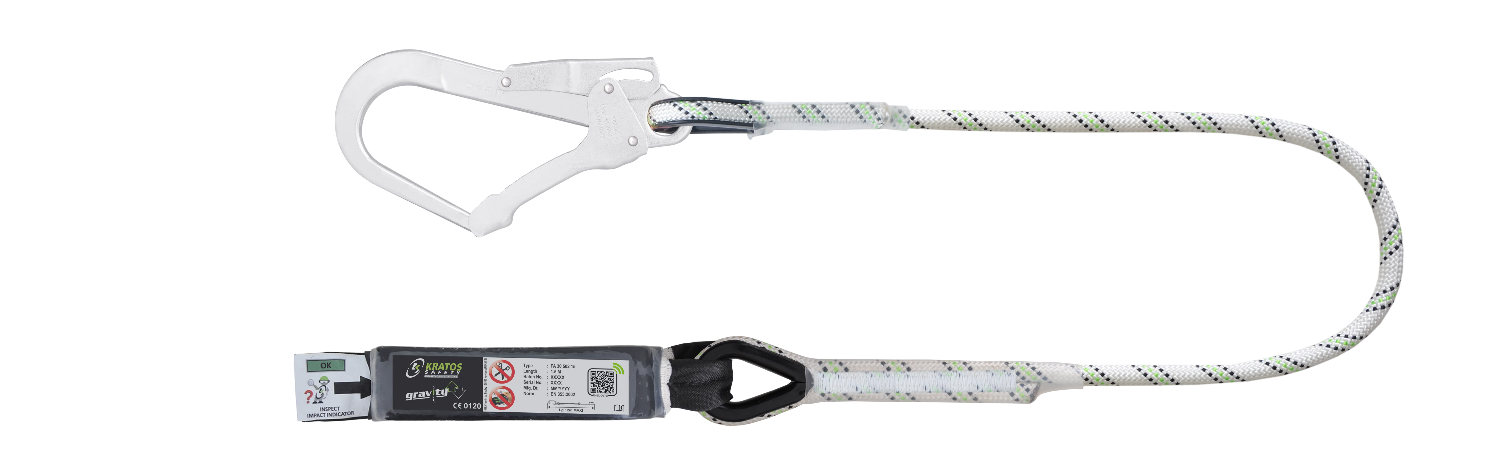 HOPE - Verbindungsmittel mit Falldämpfer aus Kernmantelseil 1,50 m mit Karabiner FA 50 207 55