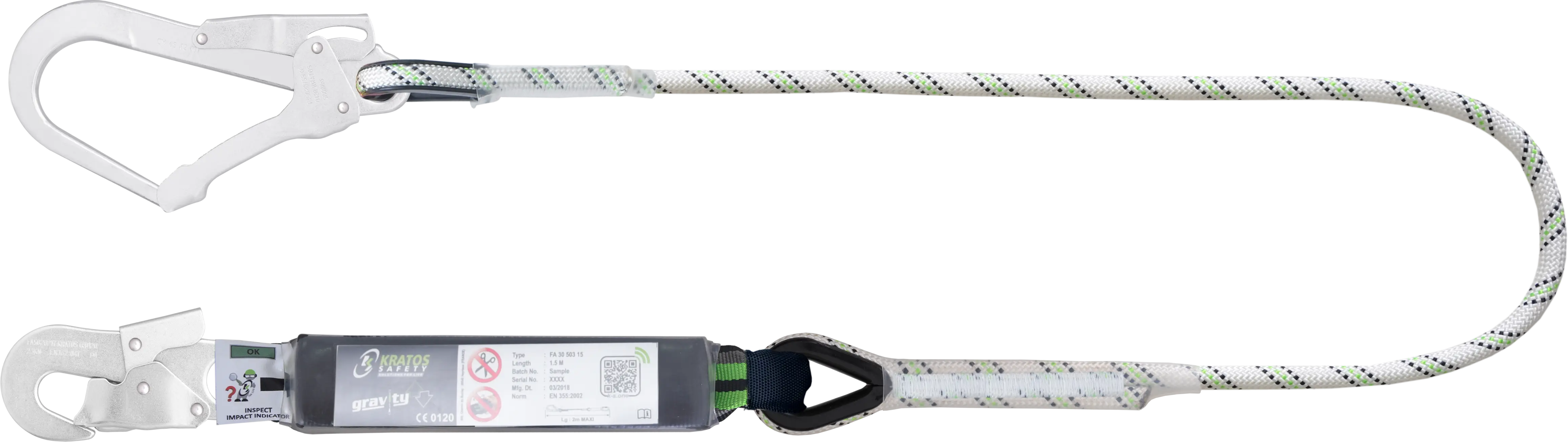 HOPE - Verbindungsmittel mit Falldämpfer aus Kernmantelseil 2 m mit Karabiner FA 50 202 17 und FA 50 207 55