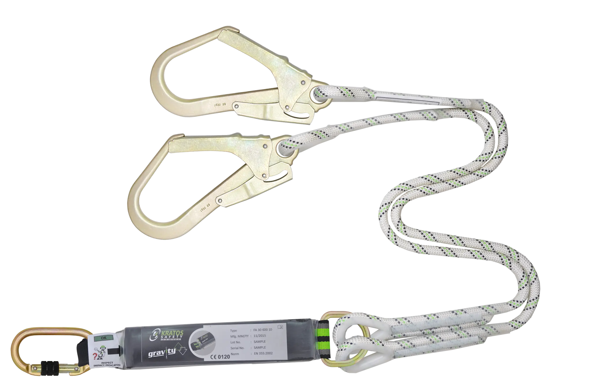 HOPE - Y-Verbindungsmittel mit Falldämpfer aus Kernmantelseil 1 m mit Karabiner FA 50 101 17 und 2 x FA 50 207 55