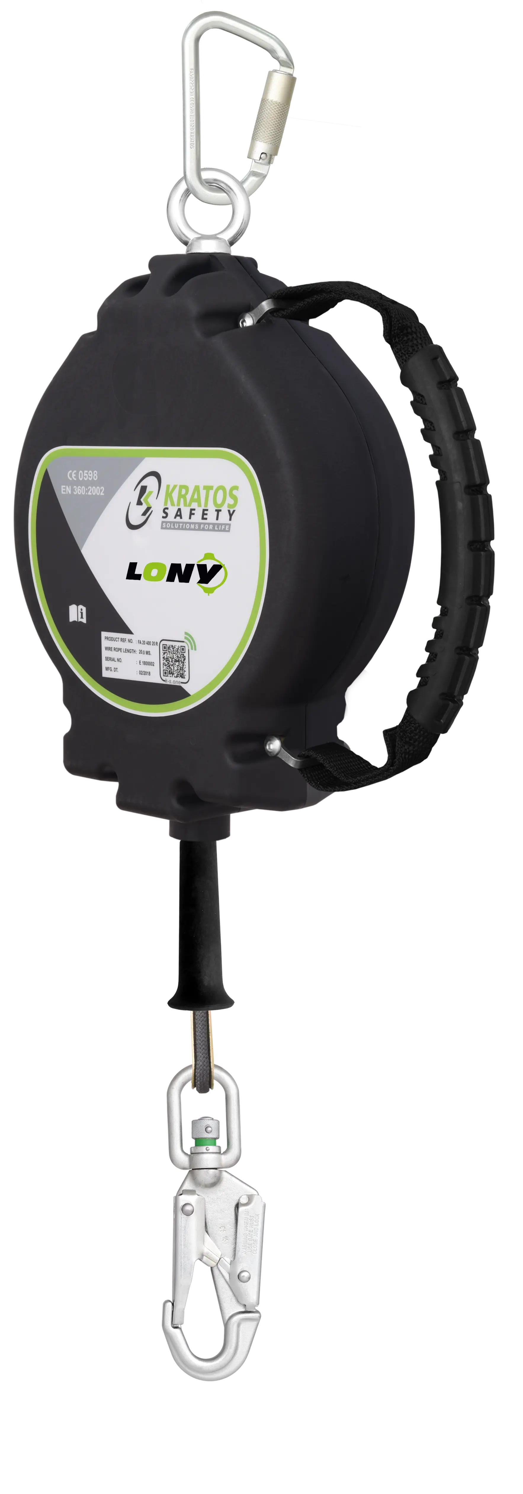 LONY - Synthetisches Seil, Absturzsicherung mit automatischem Rückzug 18 m