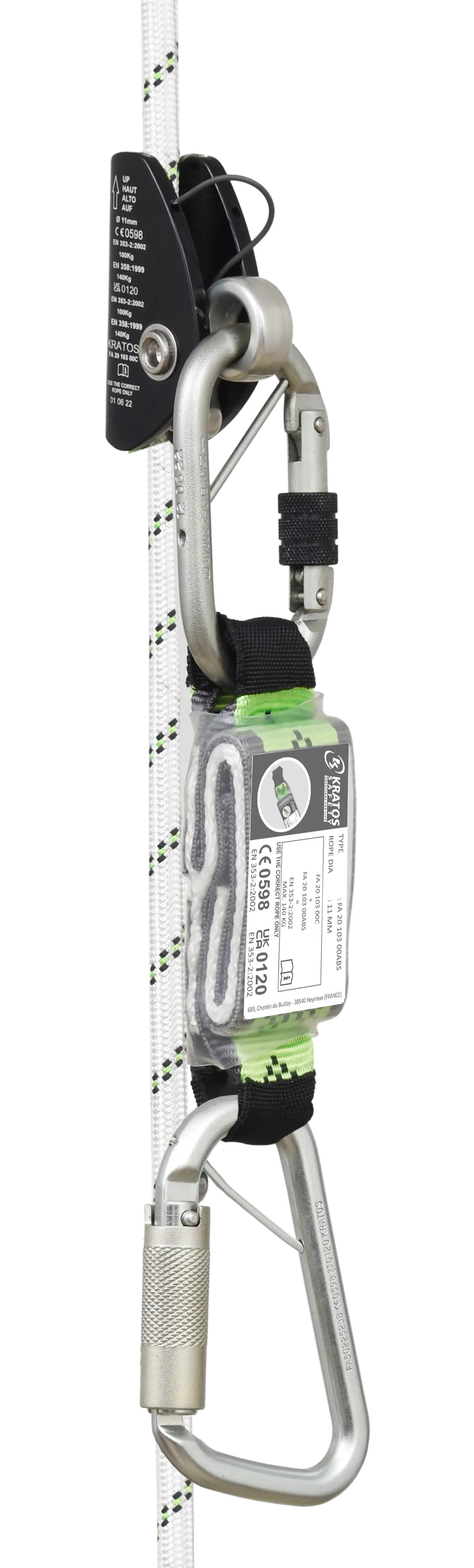 LOREL-A, Auf einem Träger mitlaufende Sturzschutzvorrichtung 10 m, abnehmbarer Falldämpfer