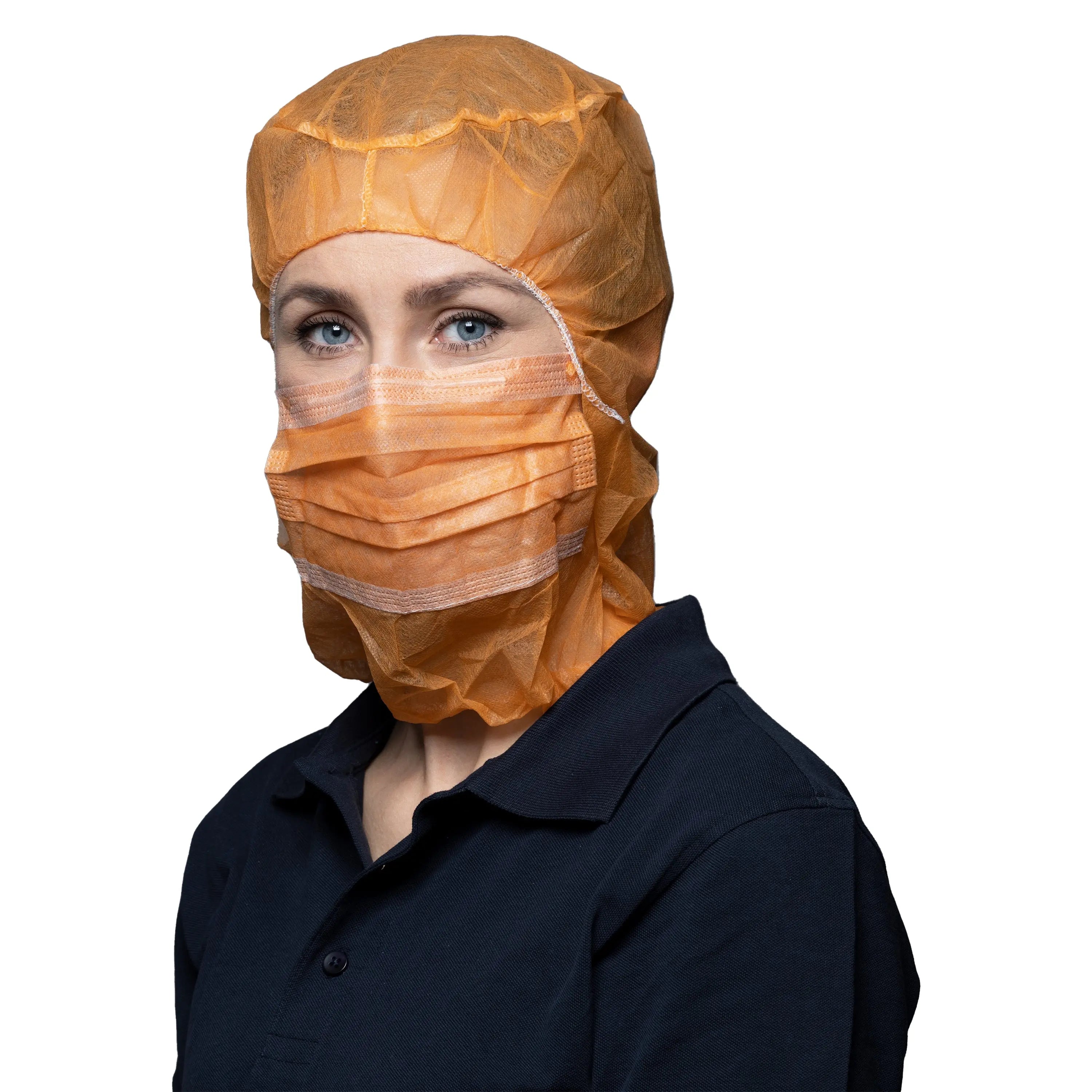 NITRAS Astronautenhaube mit Hygienemaske, orange, im Karton 1000 Stück