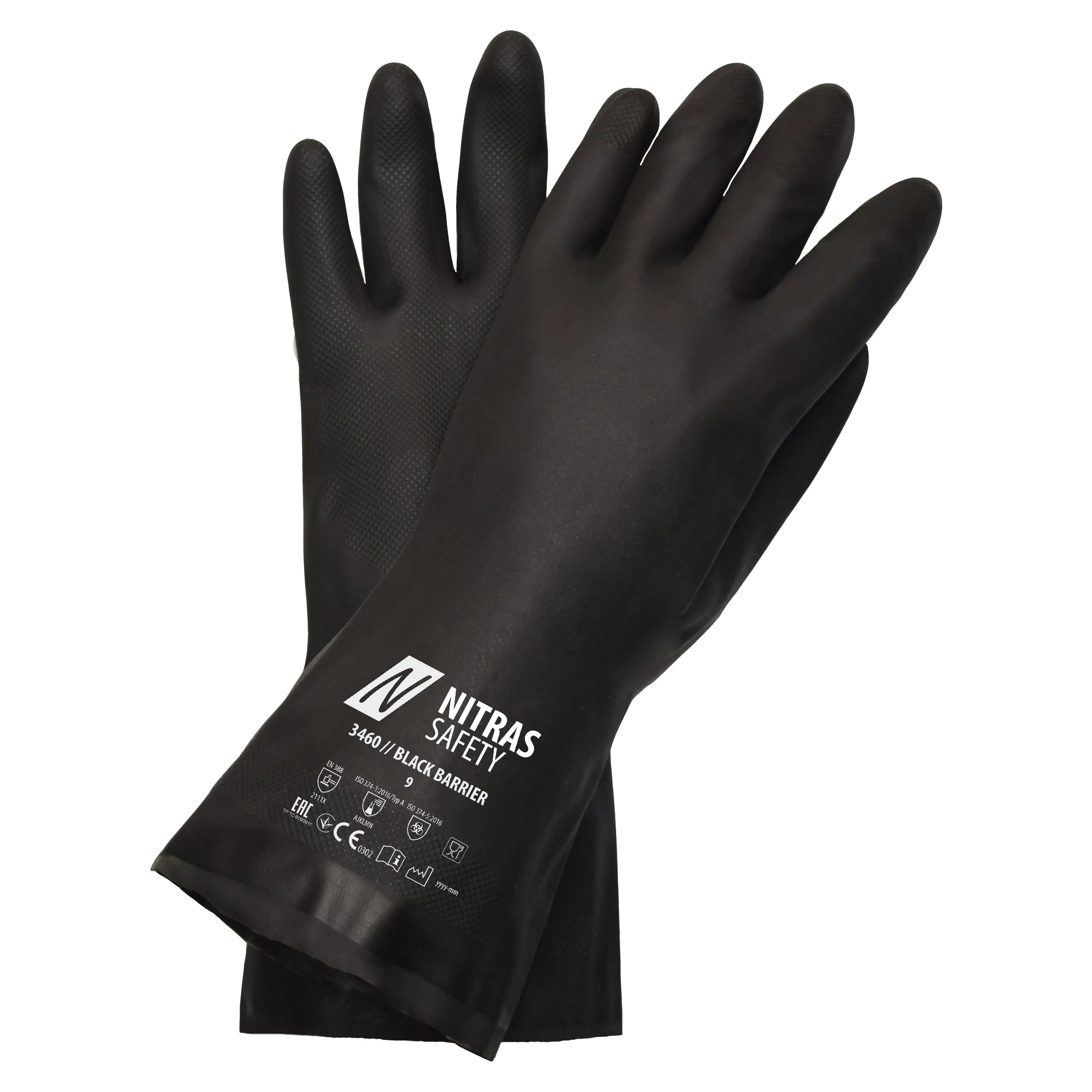 NITRAS BLACK BARRIER, Chemikalienschutzhandschuhe, schwarz, EN 388, EN ISO 374 - KERA Arbeitsschutz