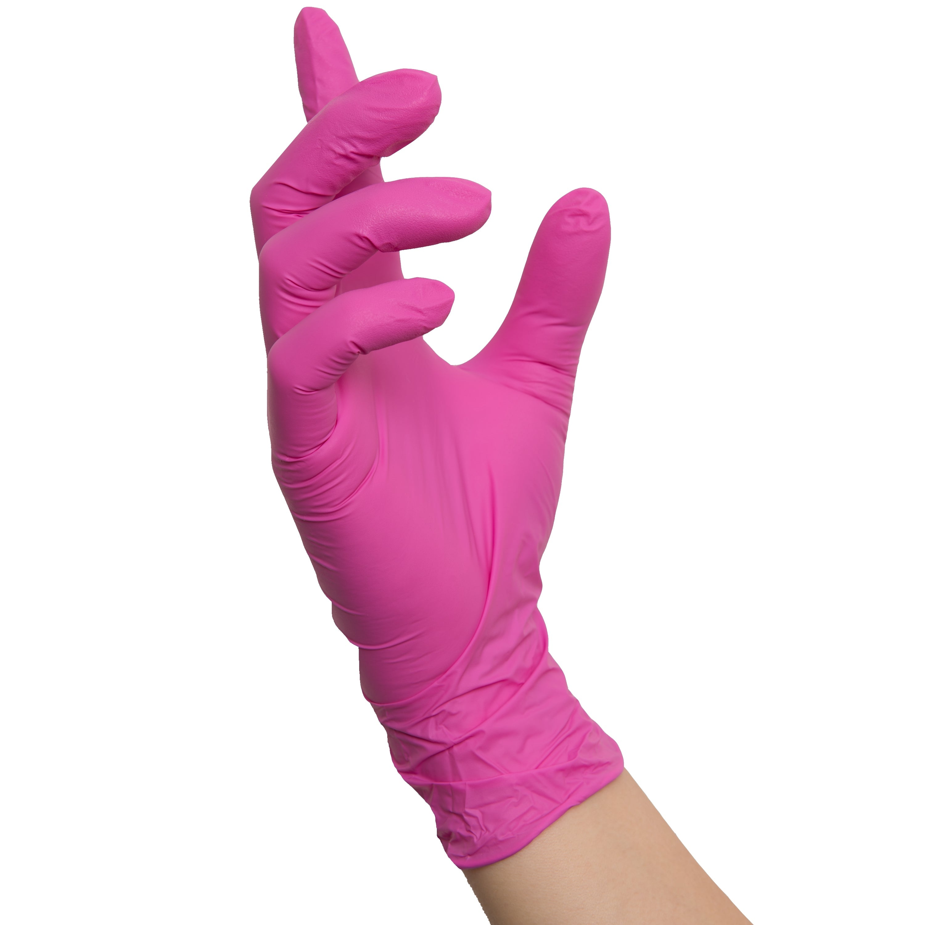 NITRAS CANDY WAVE, Nitril-Einmalhandschuhe, pink, EN 455, EN ISO 21420, EN ISO 374, EN 421, Box à 100 Stück Nitril-Einmalhandschuhe
