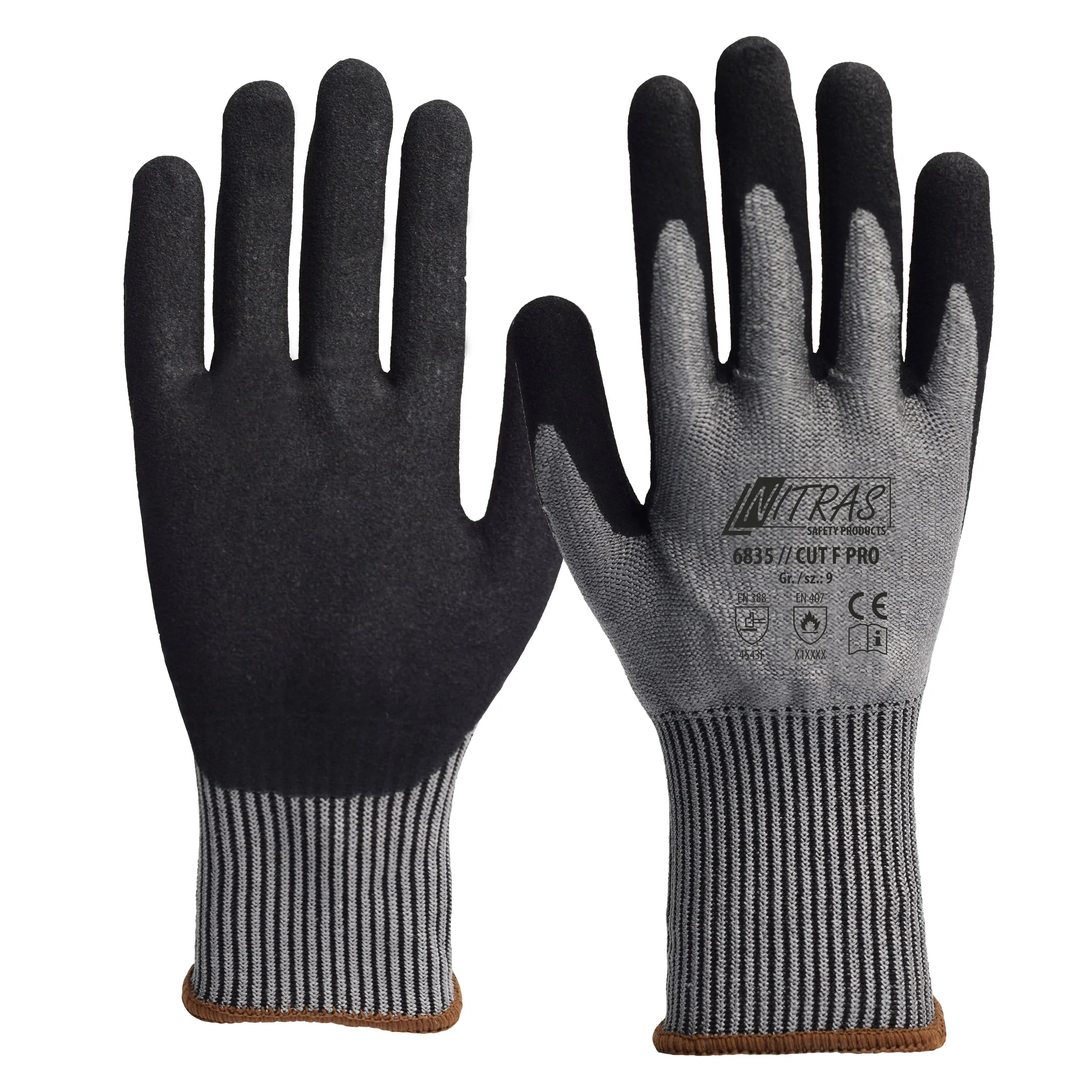 NITRAS CUT F PRO, Schnittschutzhandschuhe, grau / schwarz, EN 388, EN 407, OEKO-TEX - KERA Arbeitsschutz