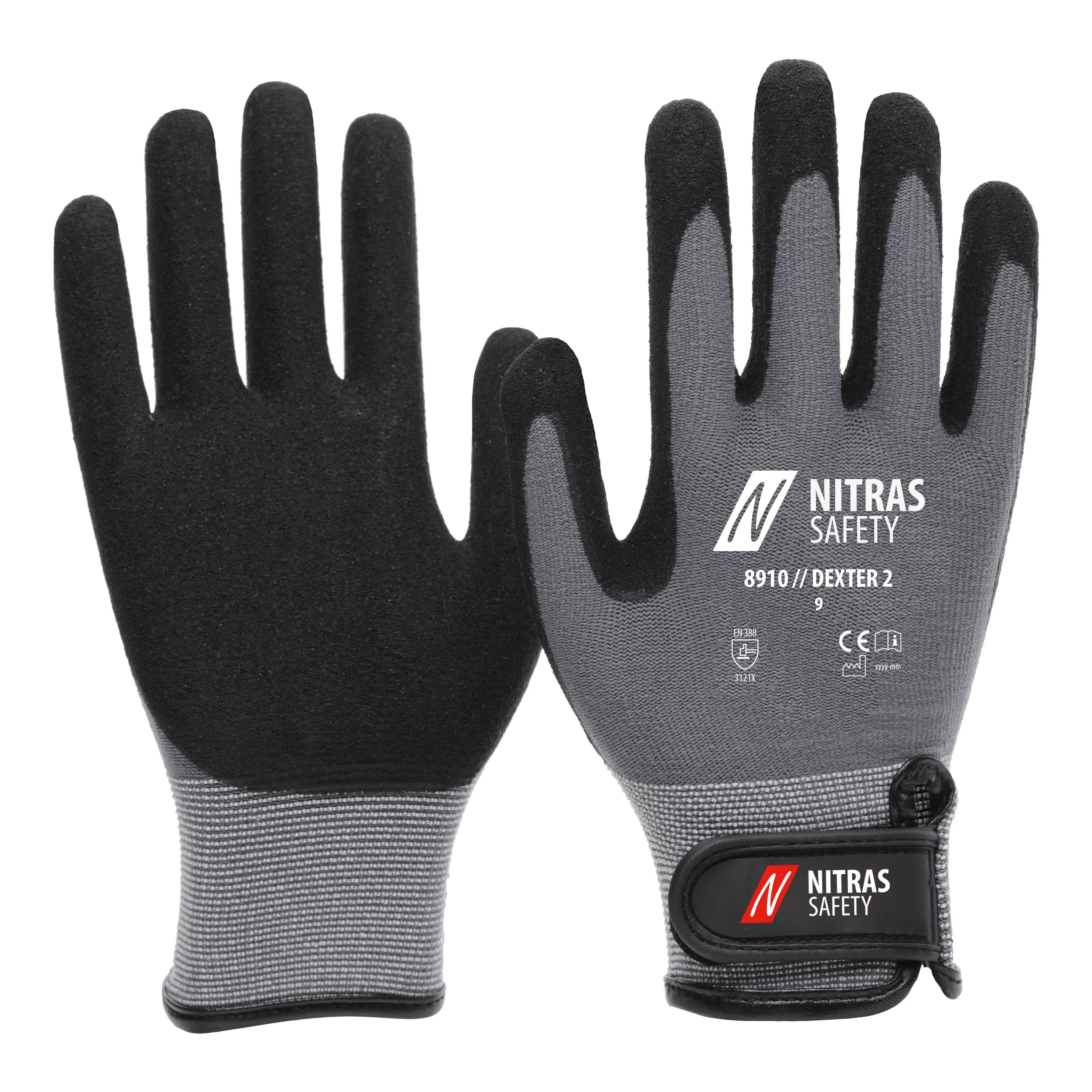 NITRAS DEXTER 2, Mechanikerhandschuhe, grau / schwarz, EN 388 - KERA Arbeitsschutz