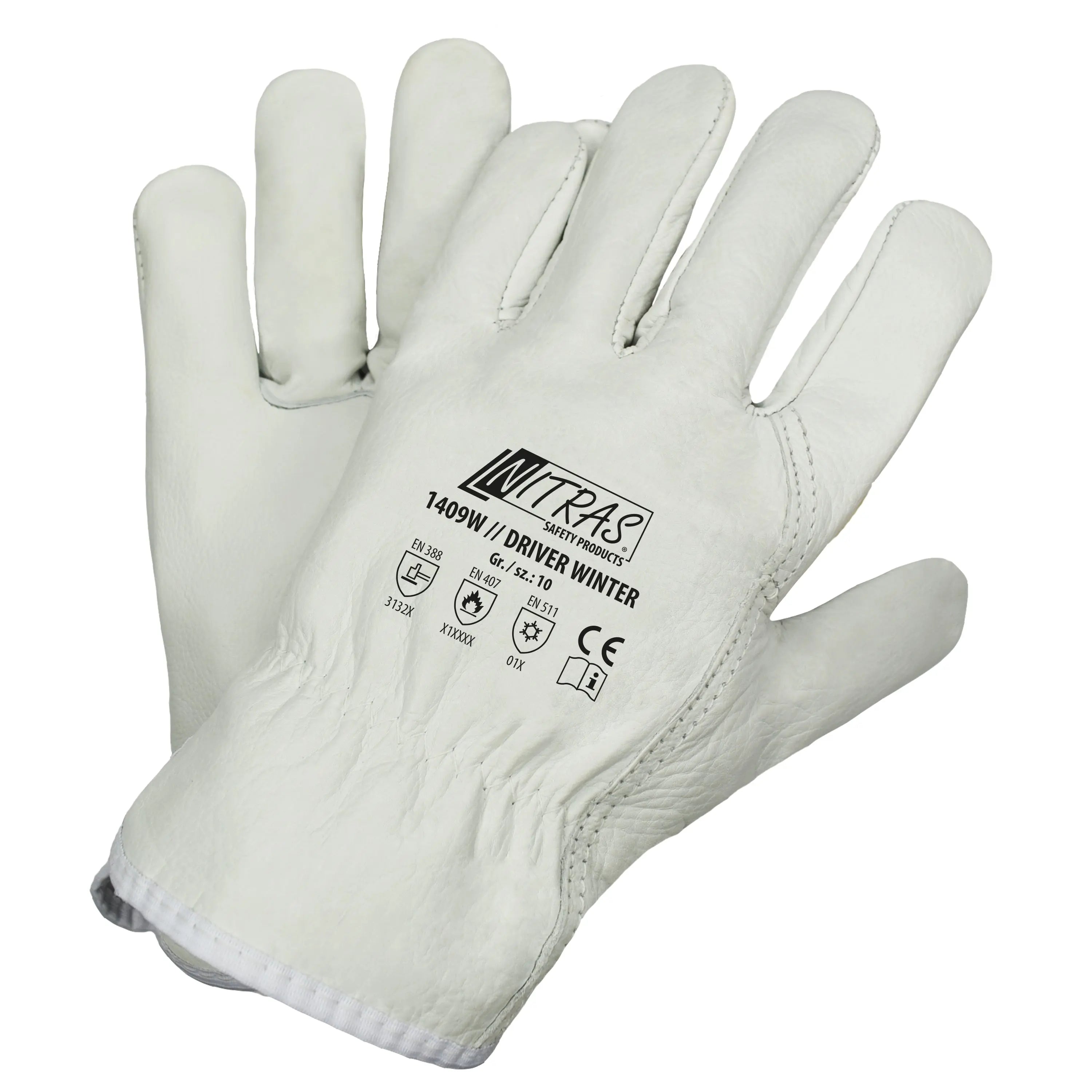 NITRAS DRIVER WINTER, Rindvolllederhandschuhe, grau, EN 388, EN 407, EN 511 - KERA Arbeitsschutz