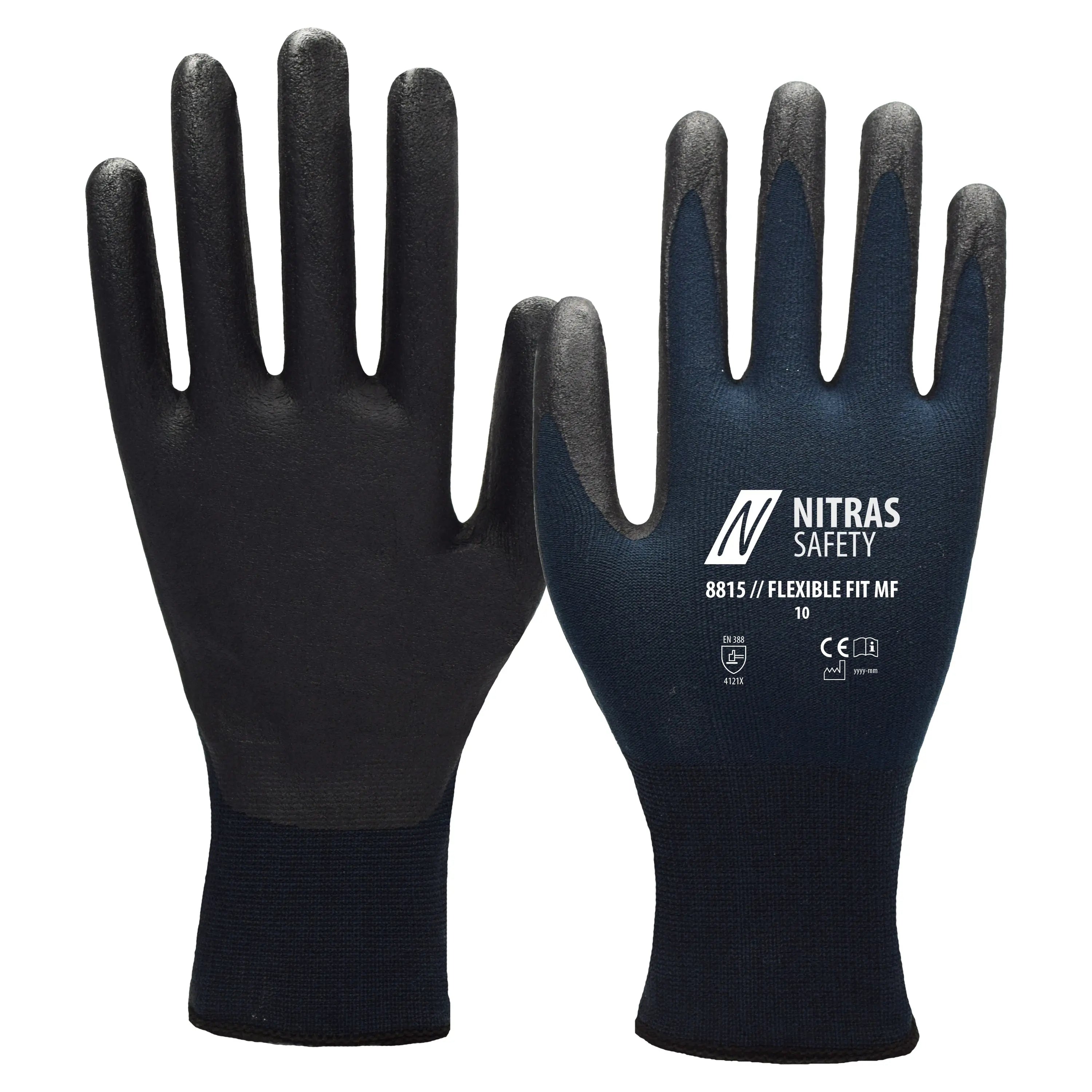 NITRAS FLEXIBLE FIT MF, Montagehandschuhe, dunkelblau / schwarz, EN 388, OEKO-TEX - KERA Arbeitsschutz