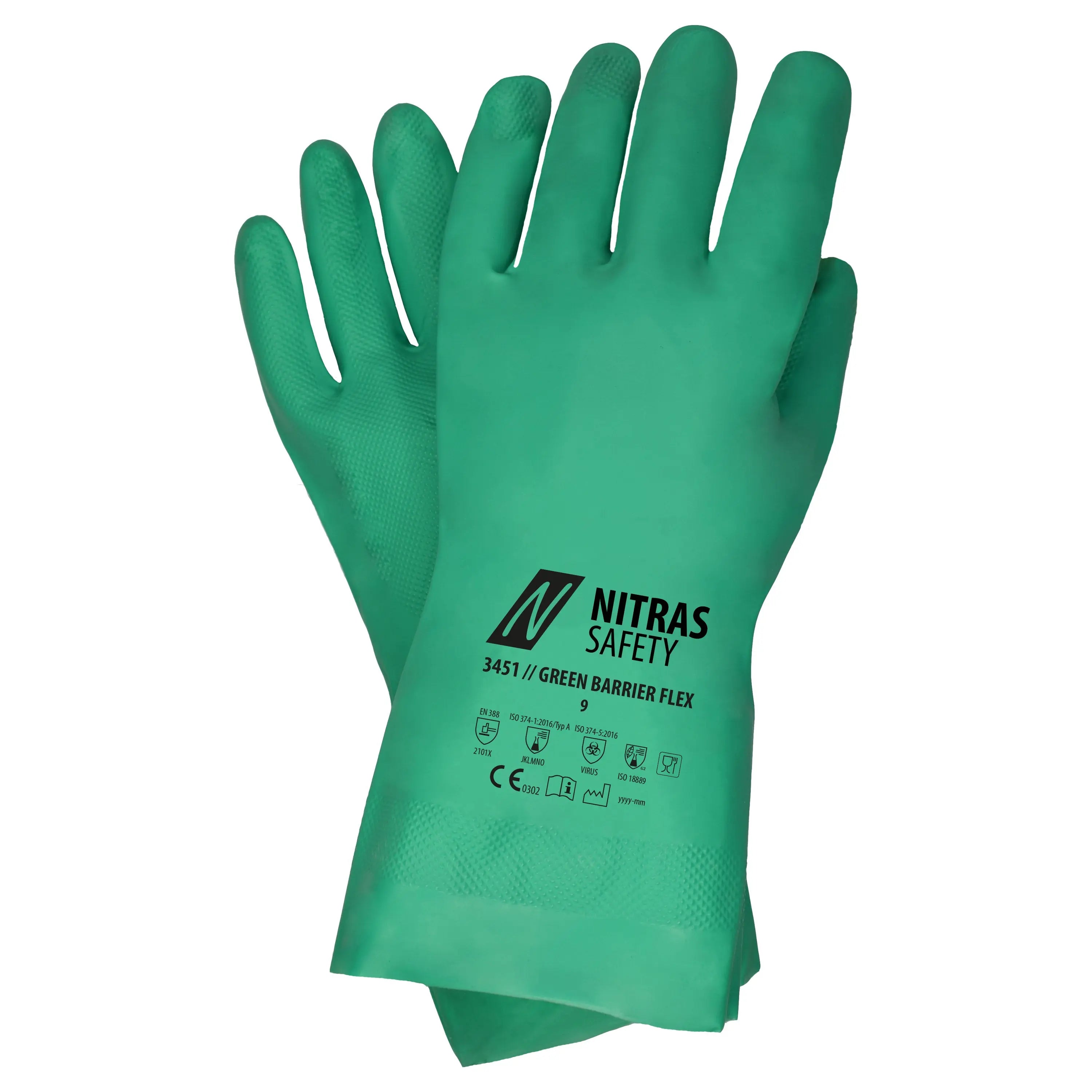 NITRAS GREEN BARRIER FLEX , Chemikalienschutzhandschuhe, grün, EN 388, EN ISO 374 - KERA Arbeitsschutz