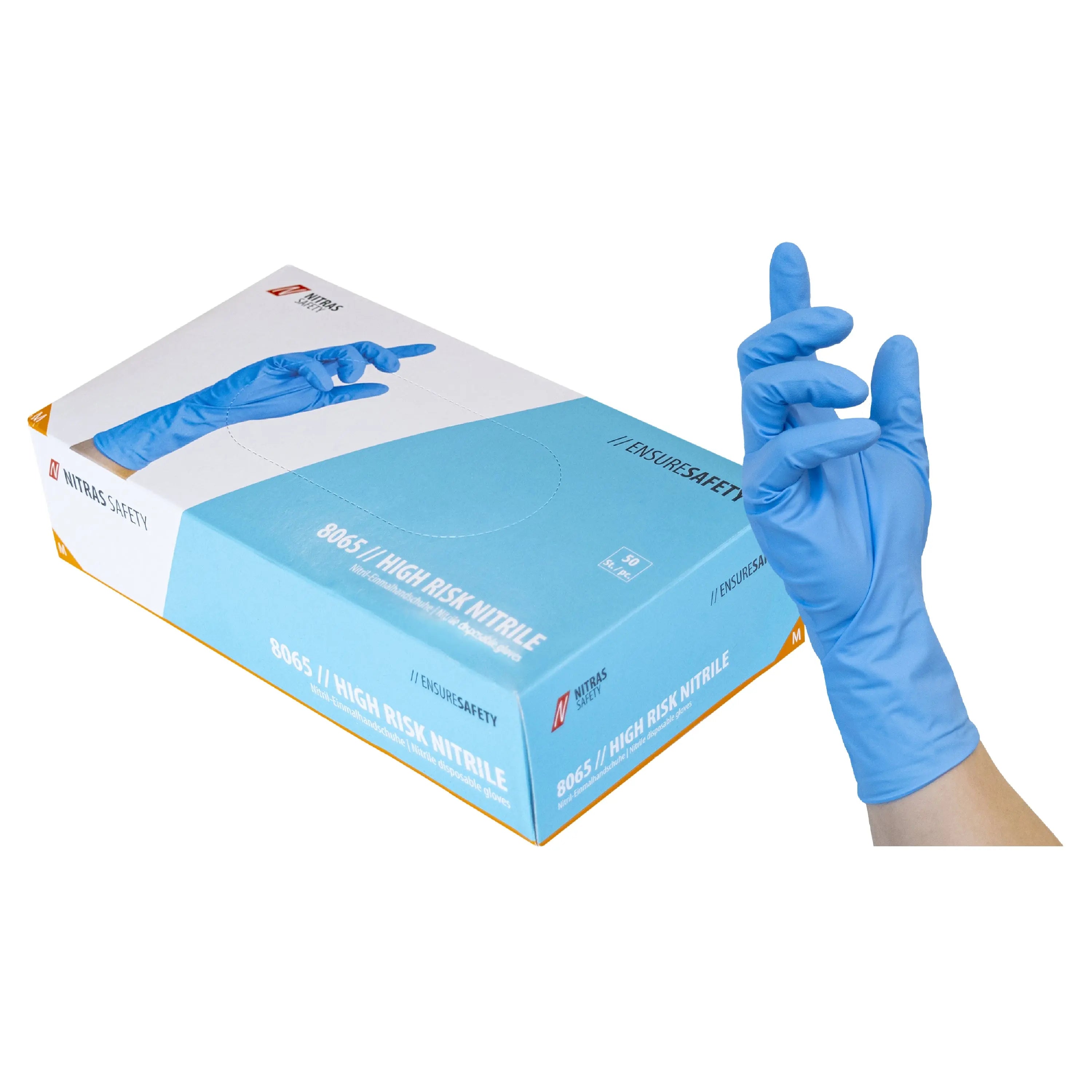 NITRAS HIGH RISK NITRILE, Nitril-Einmalhandschuhe, blau, EN ISO 374, EN 388, Box à 50 Stück (Gr. 2XL - Box à 45 Stück) - KERA Arbeitsschutz