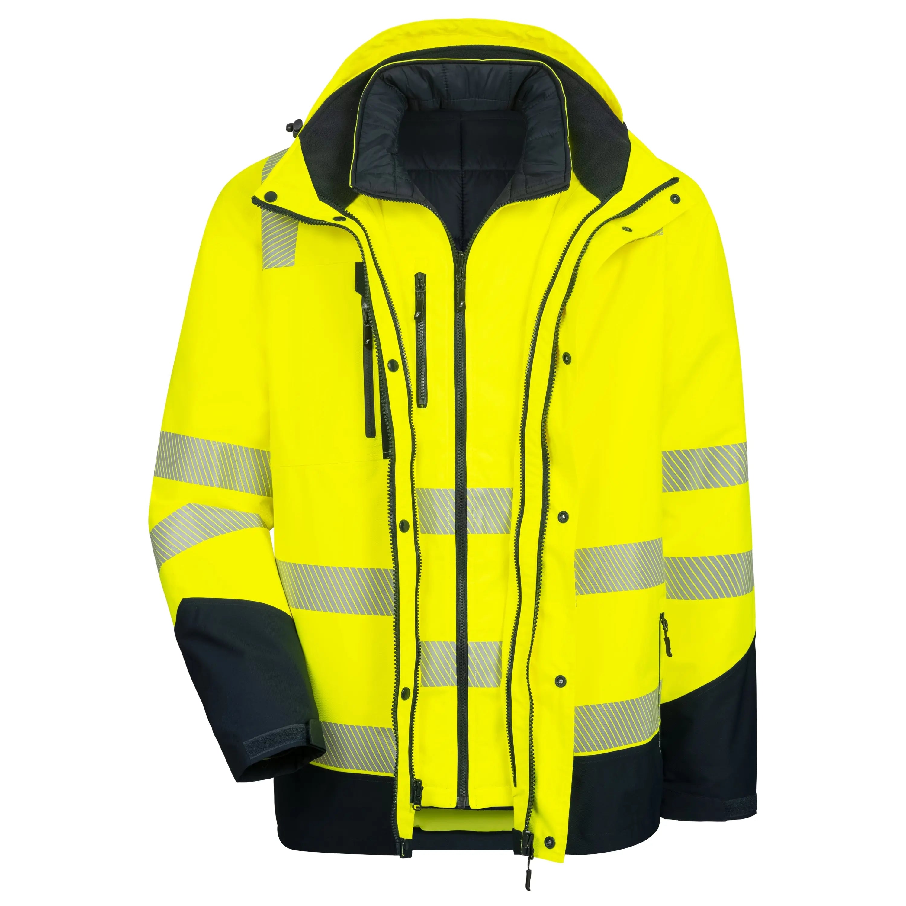 NITRAS MOTION TEX VIZ PLUS, Warn-Multifunktionsjacke, neongelb / marineblau, EN ISO 13688, EN ISO 20471, EN 343, EN 342 - KERA Arbeitsschutz