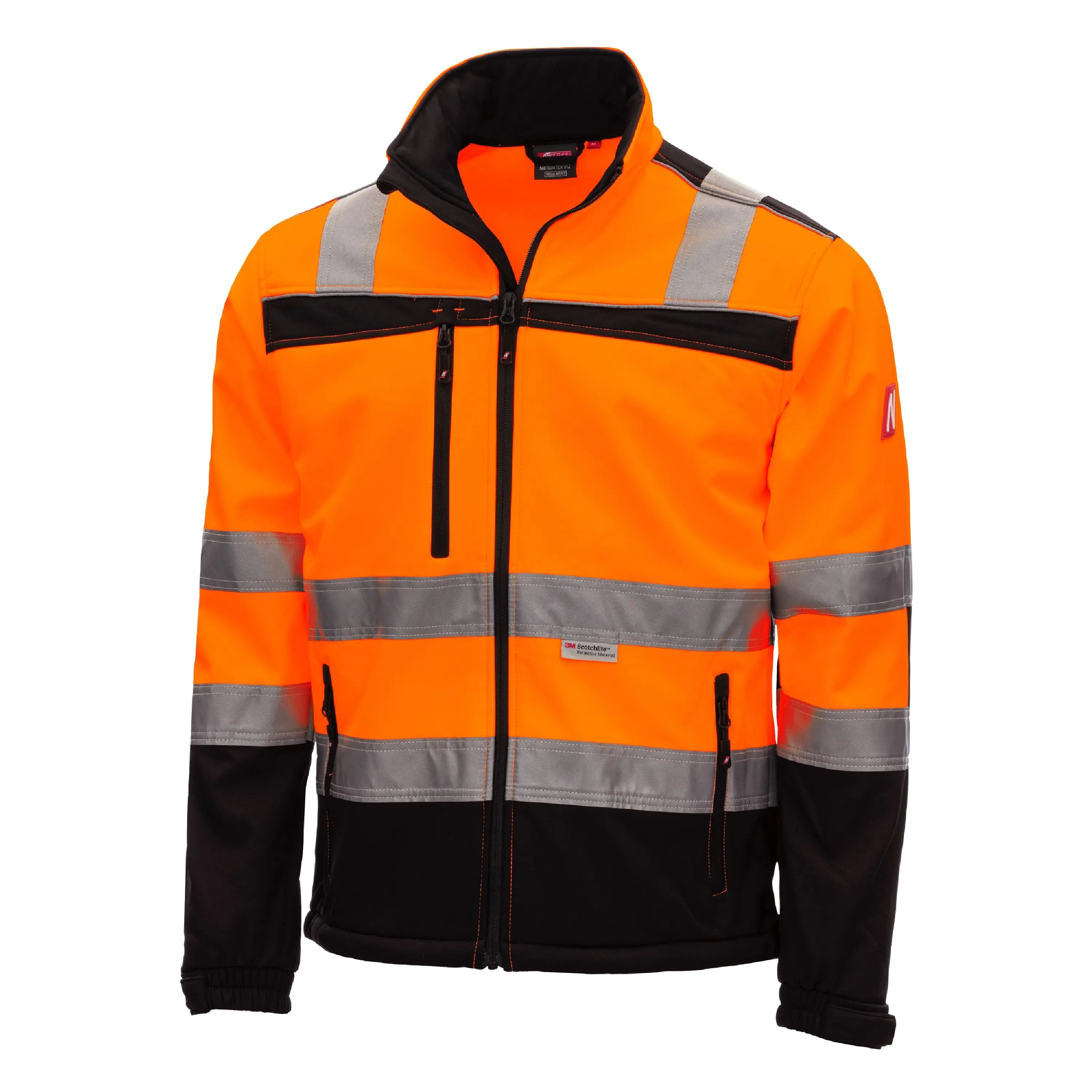 NITRAS MOTION TEX VIZ, Warnschutz-Softshelljacke, neonorange / schwarz, EN ISO 13688, EN ISO 20471 - KERA Arbeitsschutz