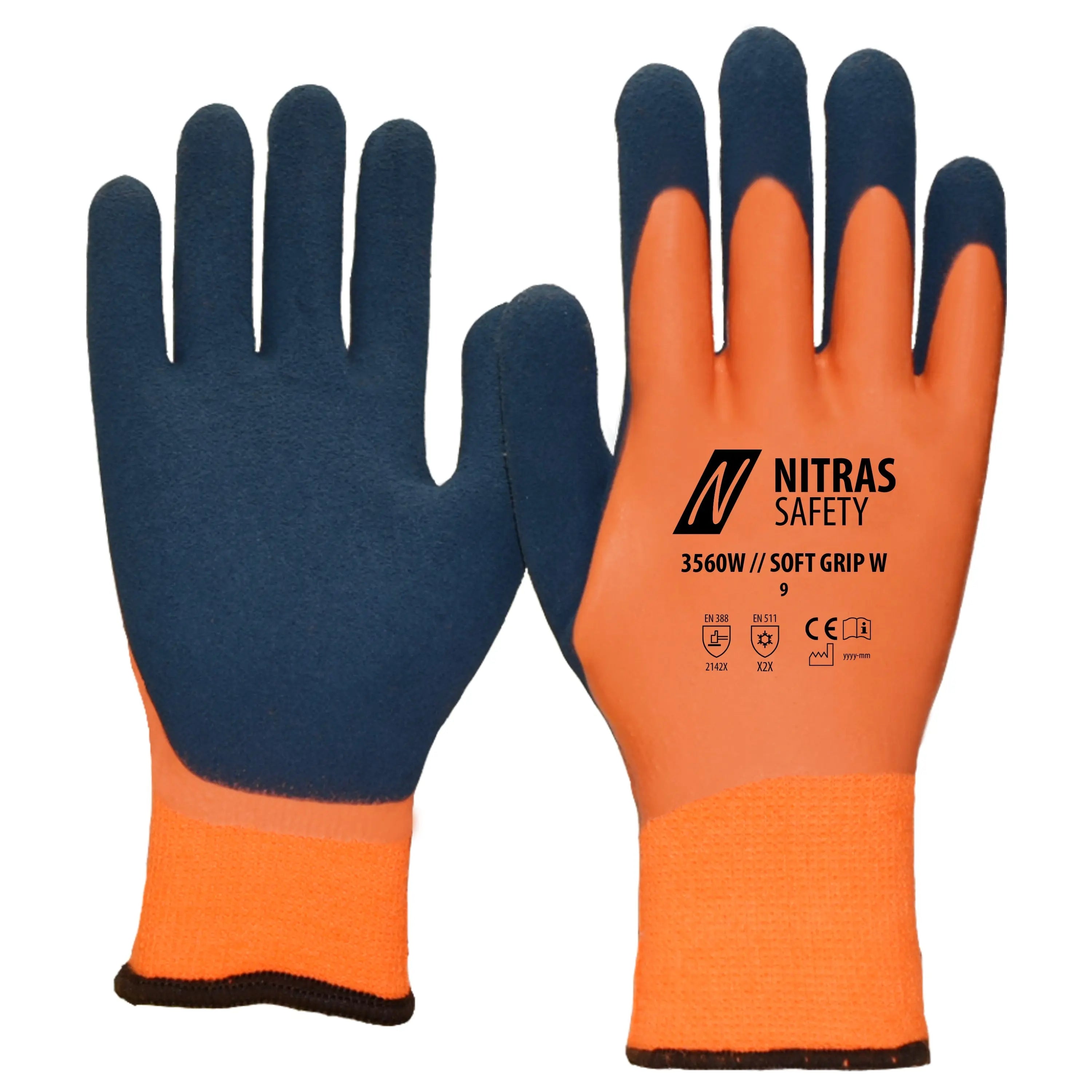 NITRAS SOFT GRIP W, Winterhandschuhe, orange / dunkelblau, EN 388, EN 511 - KERA Arbeitsschutz