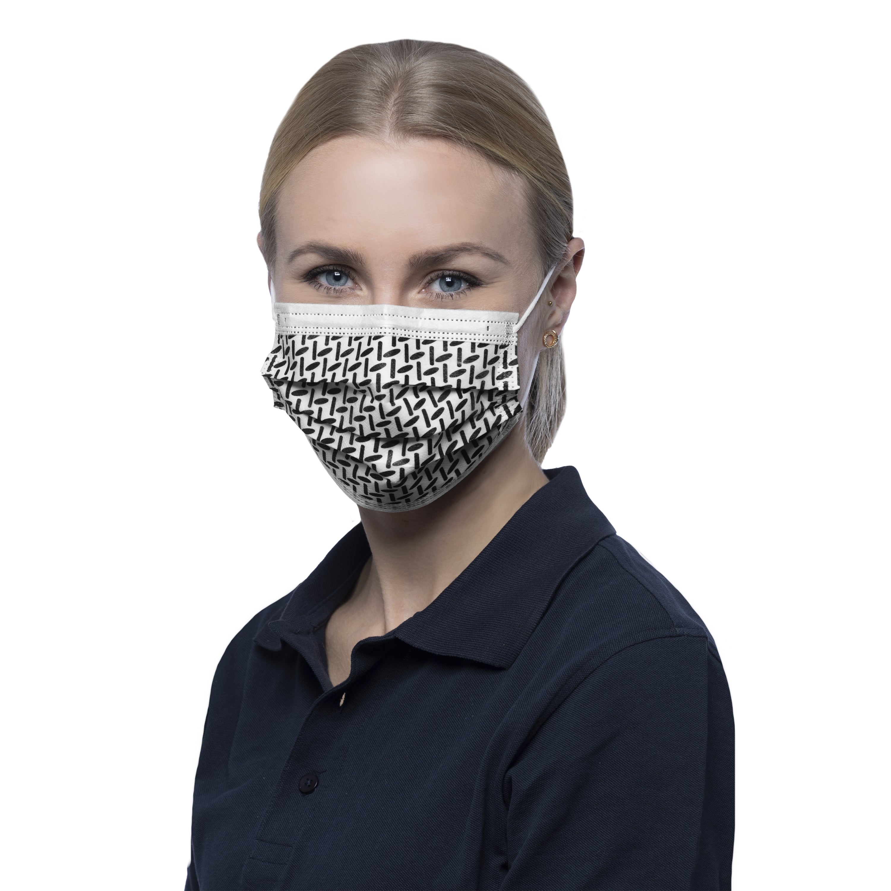 NITRAS SOFT PROTECT VOGUE, medizinische Gesichtsmaske, weiß/schwarz, EN 14683, Box à 50 Stück