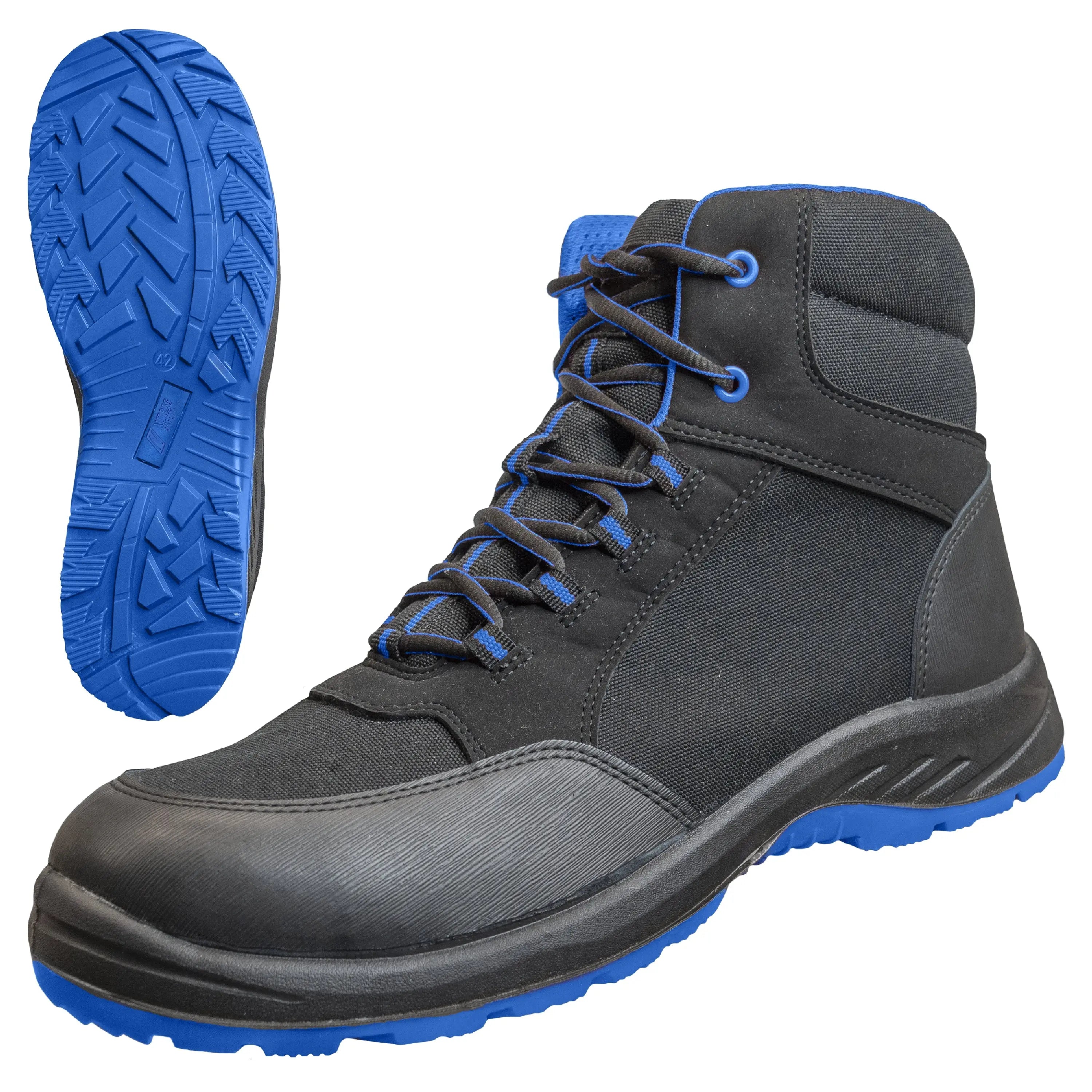 NITRAS SOLID STEP MID, Sicherheitsstiefel, halbhoch, S3S CI FO SR, strapazierfähiges Textil, schwarz, widerstandsfähige PU / PU-Laufsohle, schwarz / blau (Farbcode: 1022), EN ISO 20345, EN IEC 61340-4-3, DGUV Regel 112-191 - KERA Arbeitsschutz