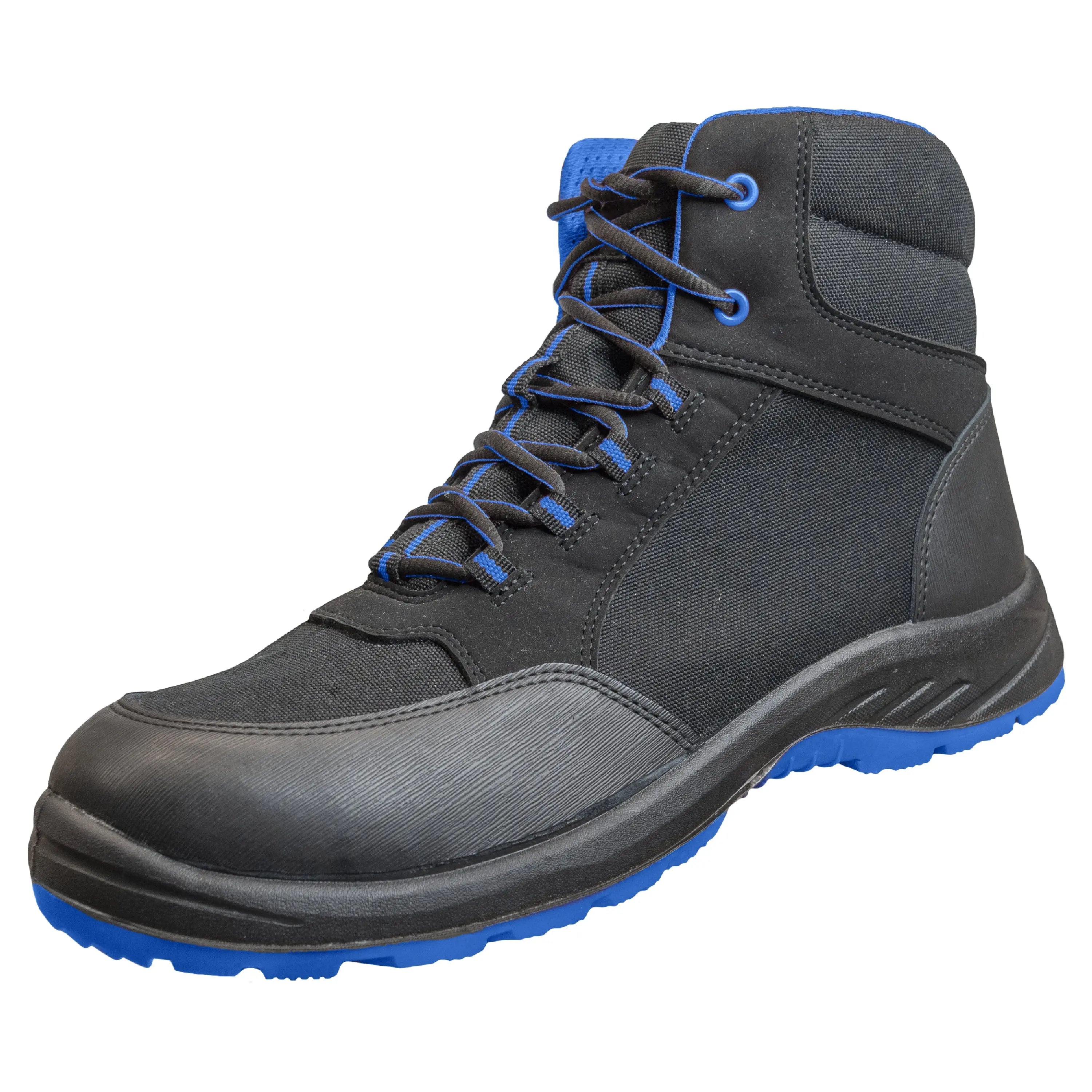 NITRAS SOLID STEP MID, Sicherheitsstiefel, halbhoch, S3S CI FO SR, strapazierfähiges Textil, schwarz, widerstandsfähige PU / PU-Laufsohle, schwarz / blau (Farbcode: 1022), EN ISO 20345, EN IEC 61340-4-3, DGUV Regel 112-191 - KERA Arbeitsschutz
