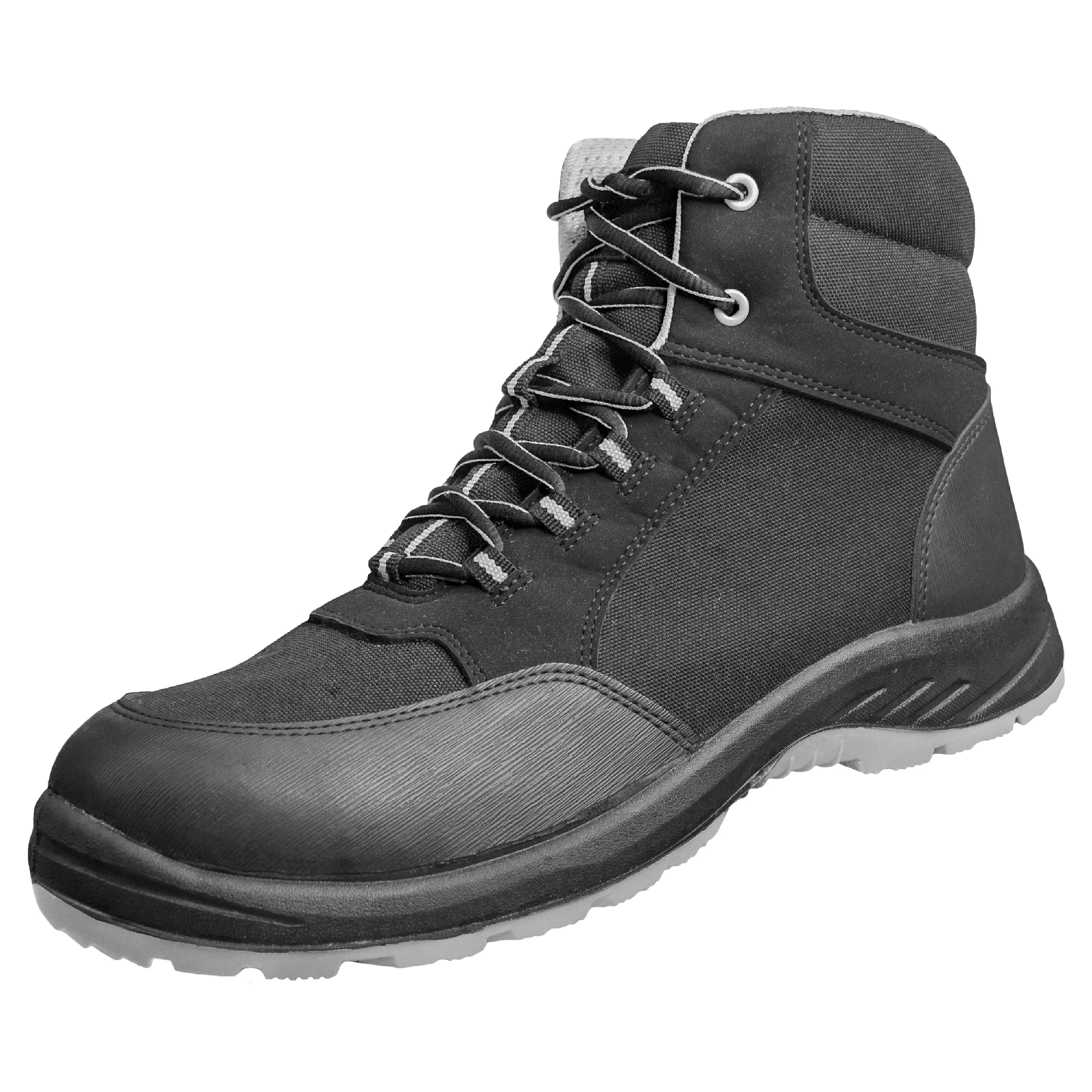 NITRAS SOLID STEP MID, Sicherheitsstiefel, halbhoch, S3S CI FO SR, strapazierfähiges Textil, schwarz, widerstandsfähige PU / PU-Laufsohle, schwarz / grau (Farbcode: 1012), EN ISO 20345, EN IEC 61340-4-3, DGUV Regel 112-191 - KERA Arbeitsschutz