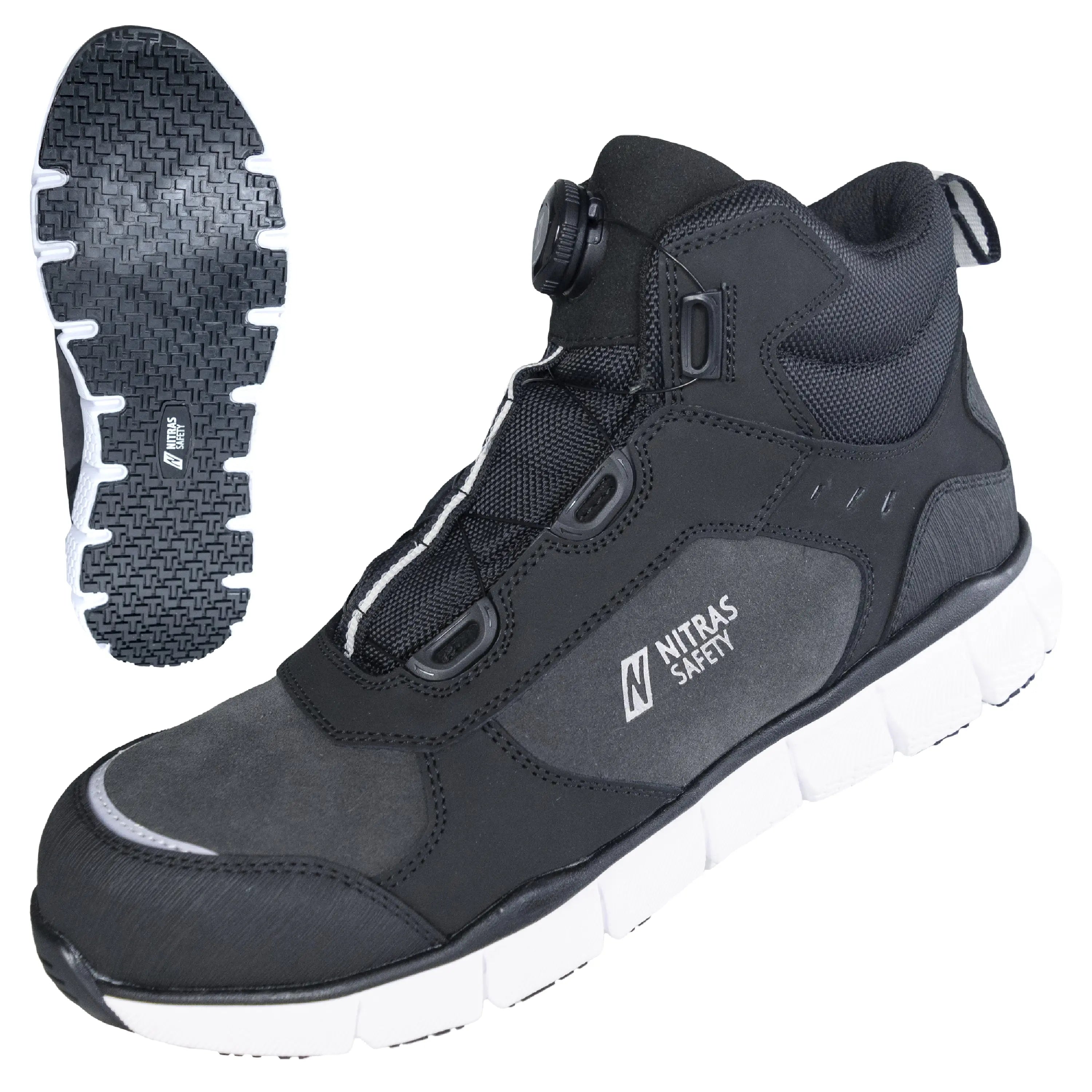 NITRAS SONIC STEP MID FIT, S3S FO HRO SC SR, Sicherheitsstiefel, halbhoch, grau / schwarz, EN ISO 20345, EN IEC 61340-4-3, DGUV Regel 112-191 - KERA Arbeitsschutz