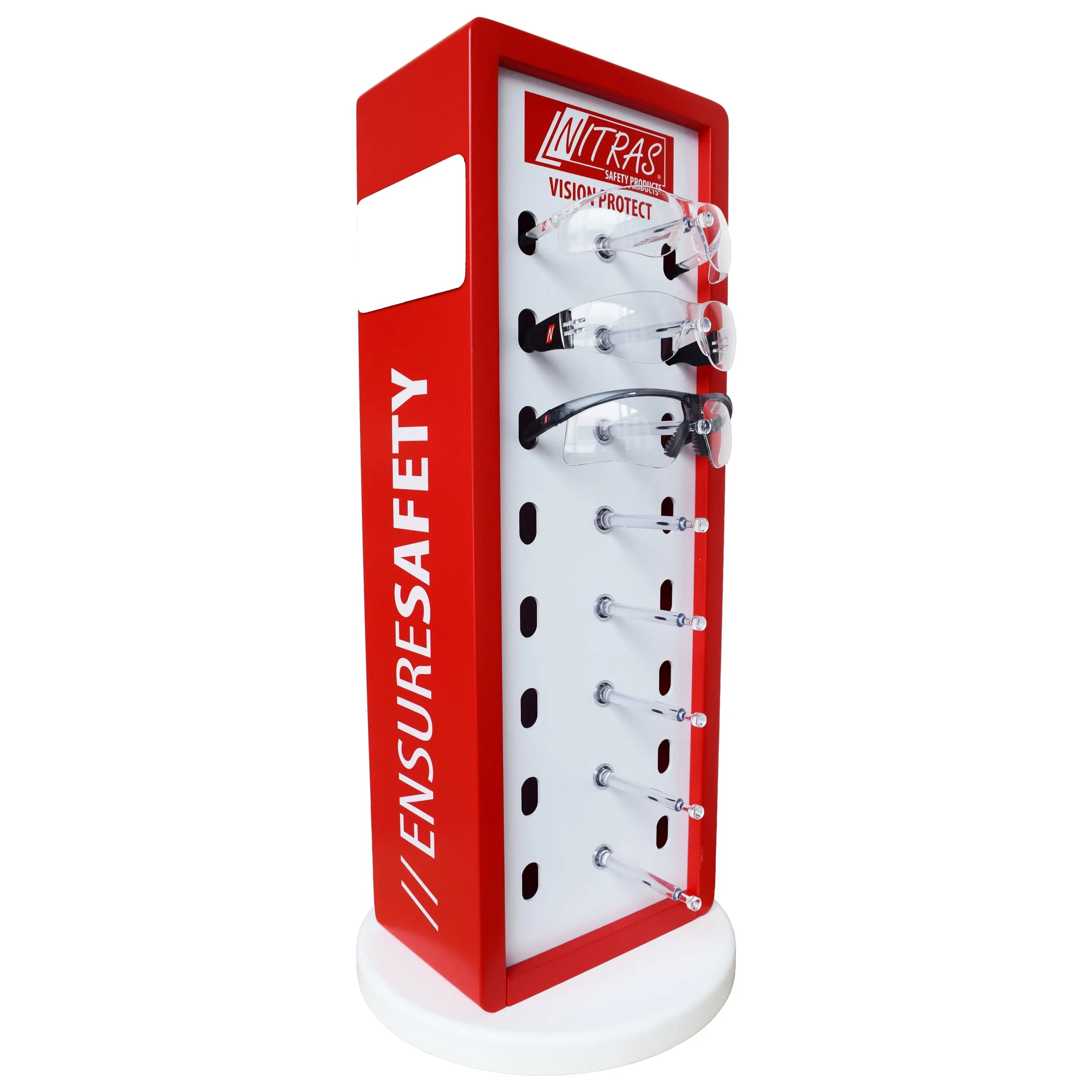NITRAS Thekendisplay für Schutzbrillen, rot / weiß / transparent - KERA Arbeitsschutz
