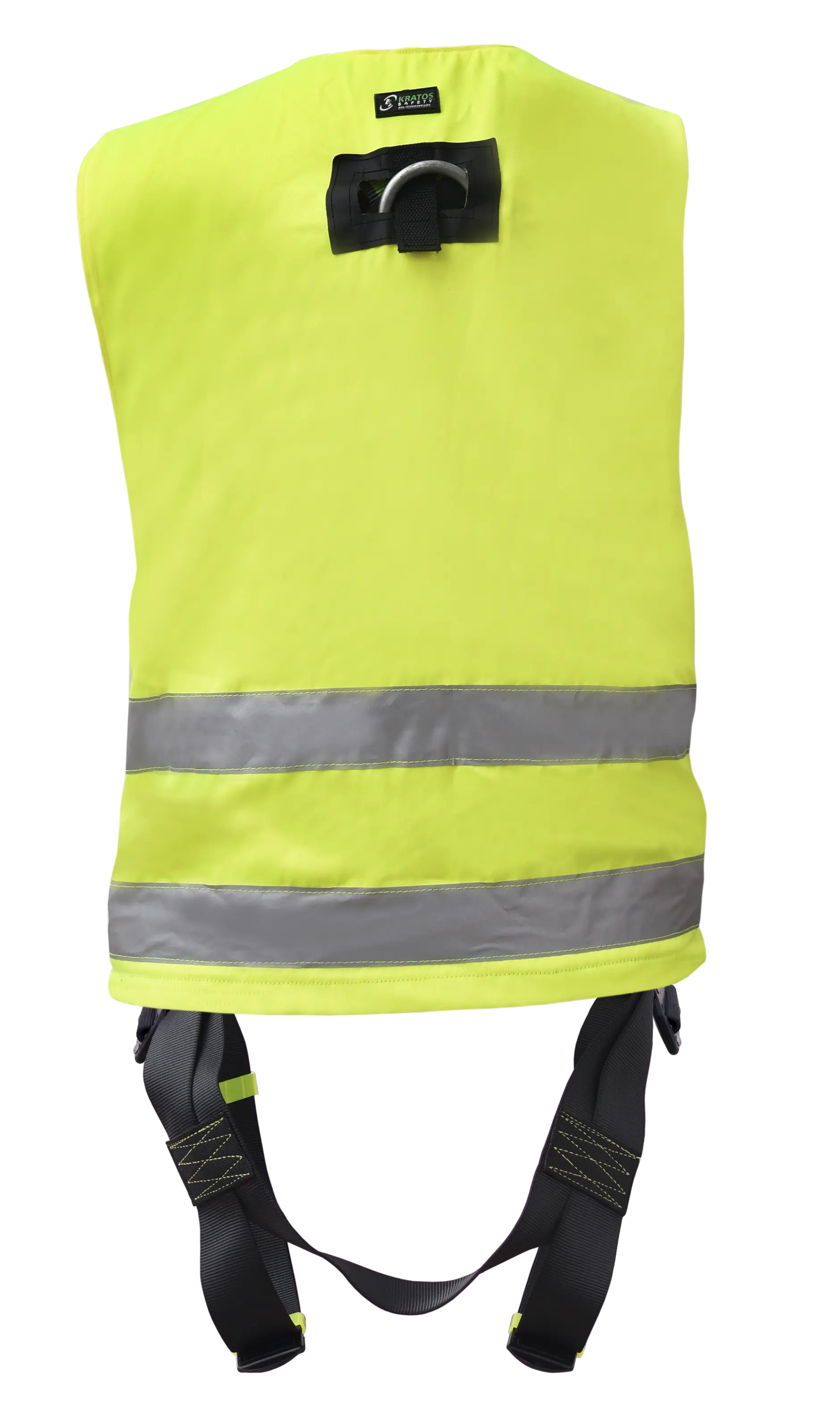 REFLEX 1, Zweipunktauffanggurt mit hochsichtbarer gelben Arbeitsweste mit mehreren Taschen