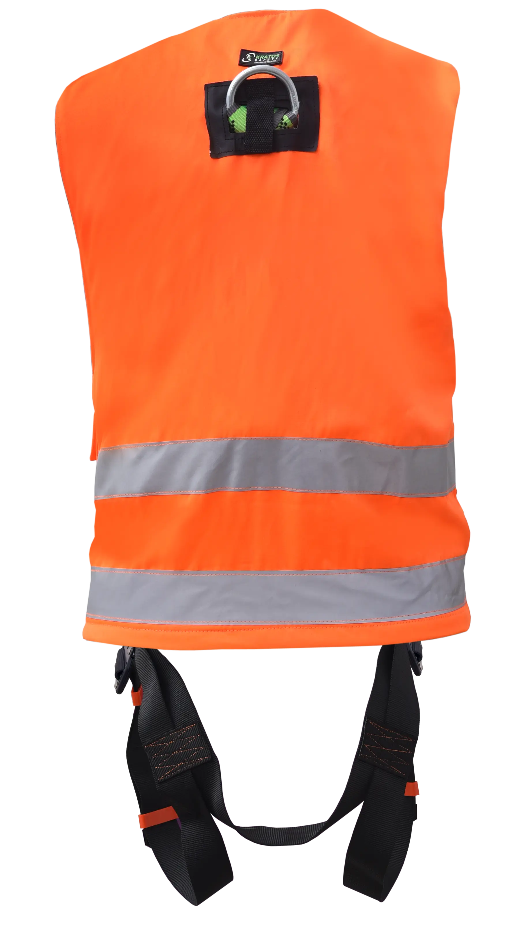 REFLEX 2, Zweipunktauffanggurt mit hochsichtbarer orangefarbener Arbeitsweste mit mehreren Taschen