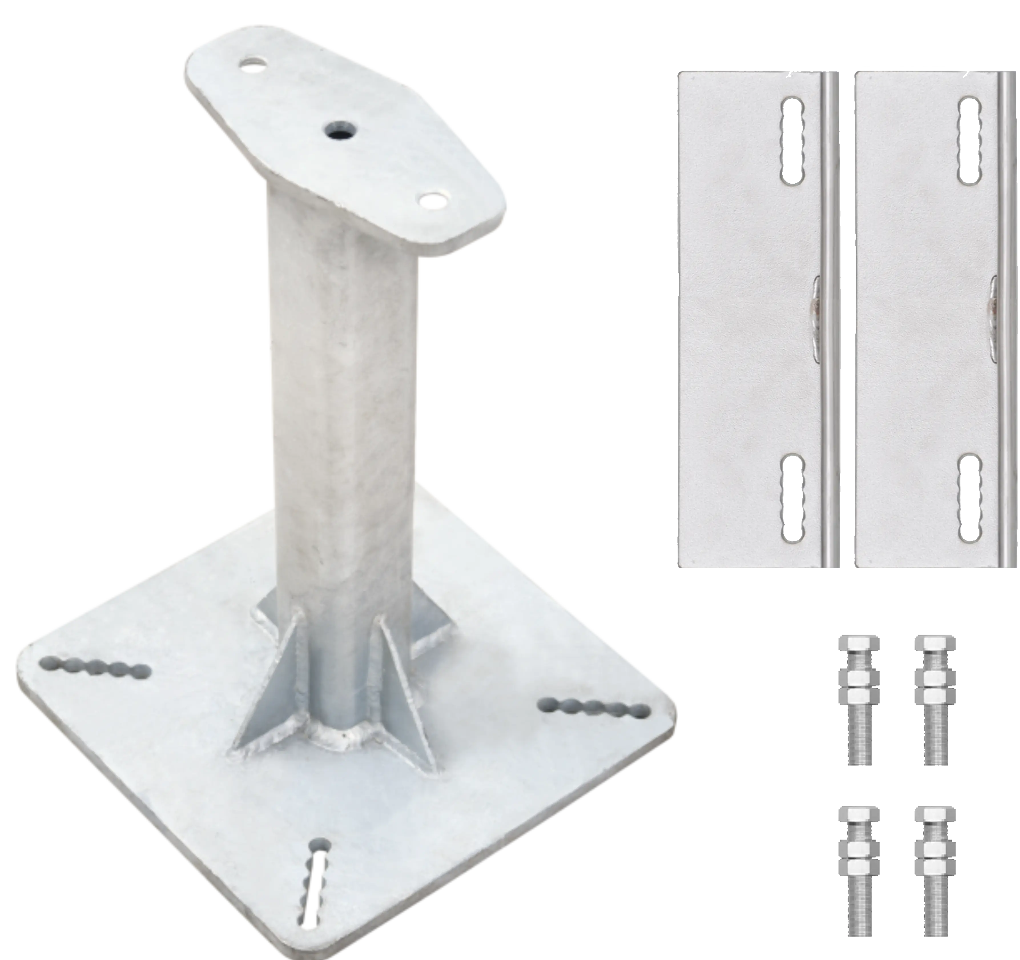 Set starrer Pfosten (Höhe 300 mm) aus verzinktem Stahl mit Klemmplatten für horizontale Kabelsicherung KS 4000