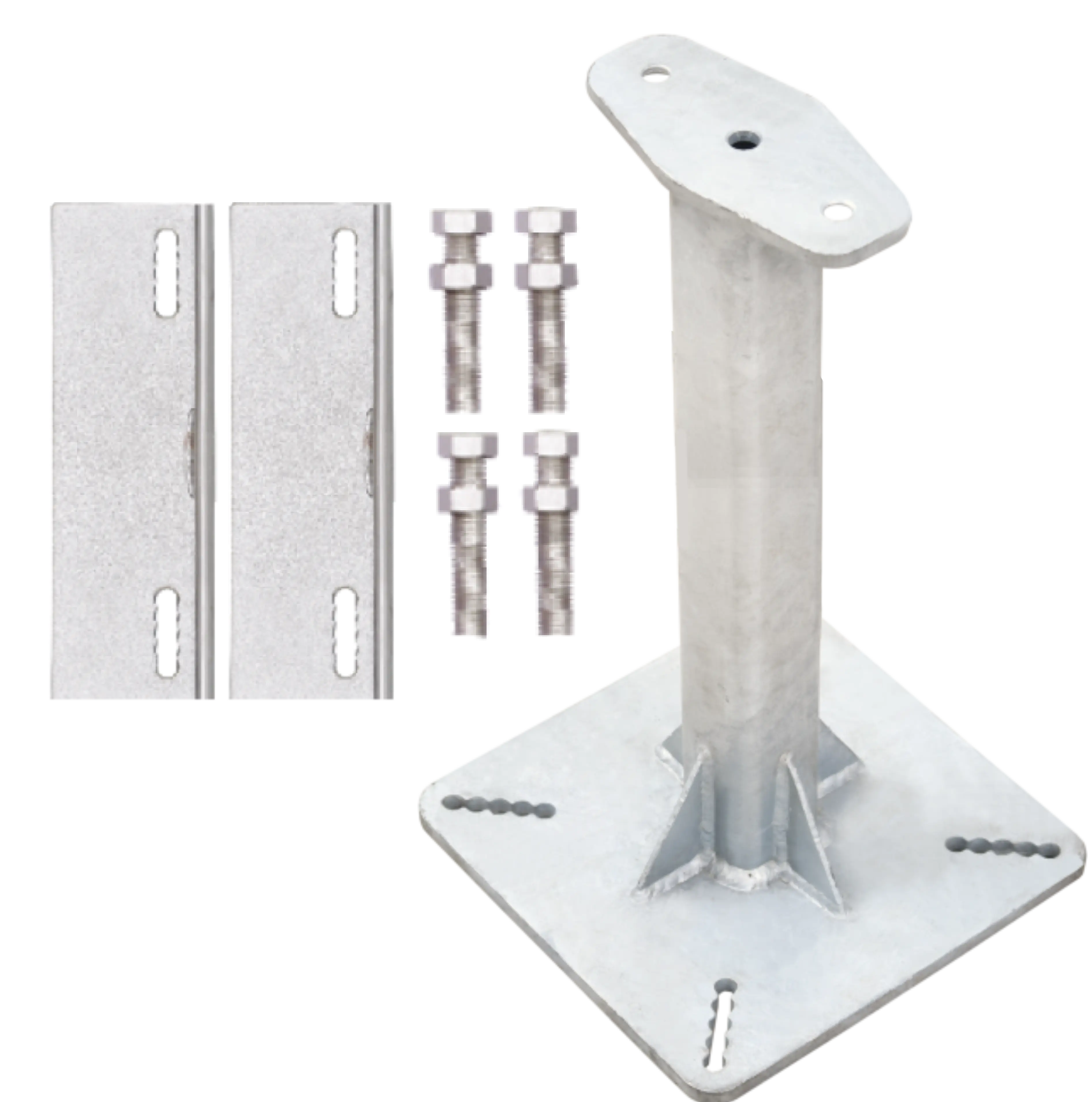 Set starrer Pfosten (Höhe 500 mm) aus verzinktem Stahl mit Klemmplatten für horizontale Kabelsicherung KS 4000
