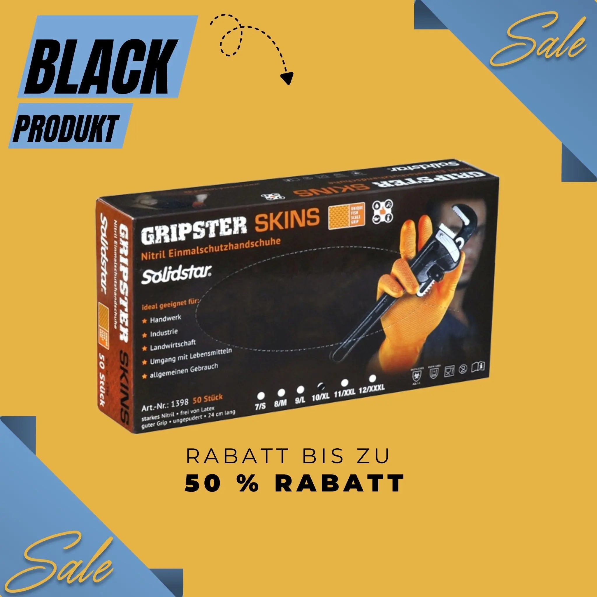 Solidstar® | GRIPSTER | Nitril-Einmalschutzhandschuh orange Leipold Arbeitsschutz