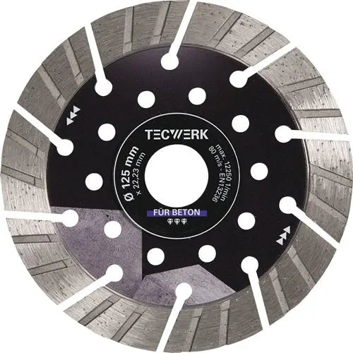 TECWERK Diamanttrennscheibe BETON PRO Ø 115 mm Segmenthöhe 15 mm Segmentstärke 2.4 mm Segmentbreite 40.58 mm