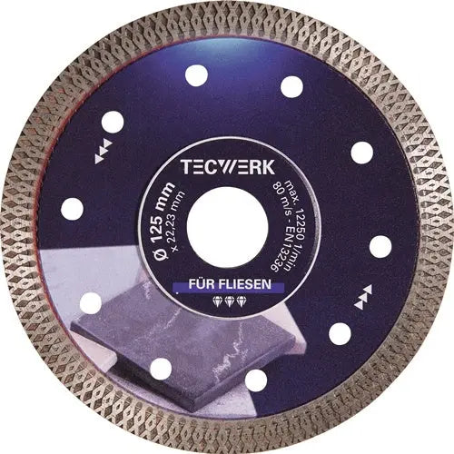 TECWERK Diamanttrennscheibe FLIESEN PRO X Segmenthöhe 10 mm Segmentstärke 1,4 mm Ø 125 mm Segmentstärke 1.4 mm Bohrung 22.23 mm