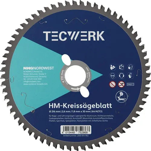 TECWERK Kappkreissägeblatt Außen-Ø 315 mm Schnittbreite 2.8 mm Bohrung 30 mm Zahnform HLTCG Zähnezahl 96