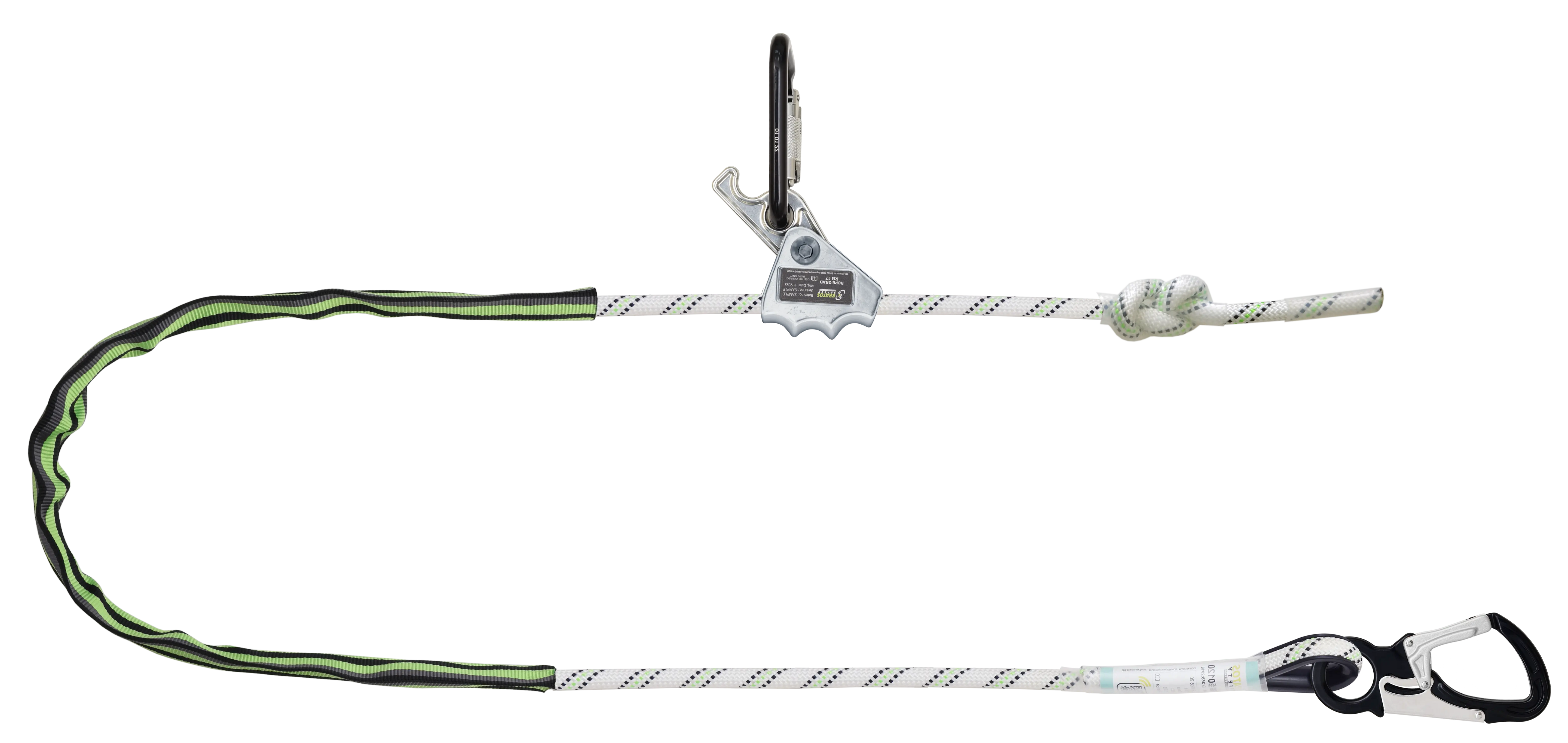 TIWA Verbindungsmittel zur Arbeitsplatzpositionierung aus geflochtenem Seil max.3 m mit Spannvorrichtung und 2 selbstschließenden Karabinern aus Aluminium