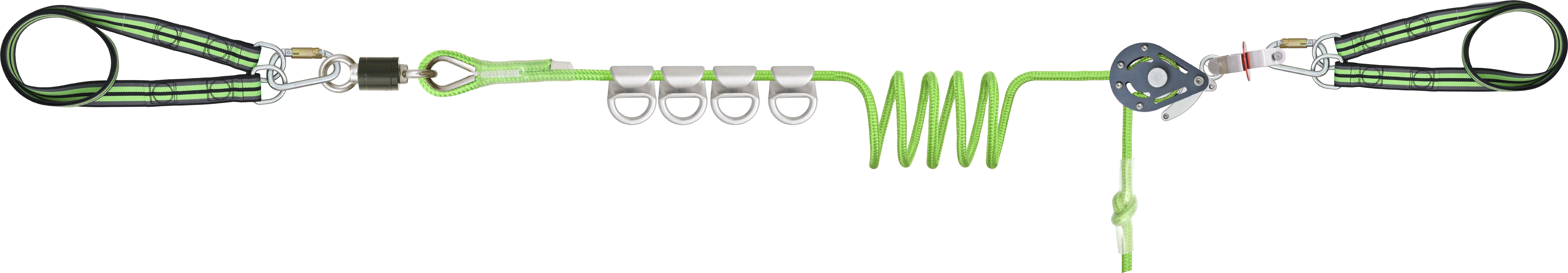 CROSS LINE 1 - Horizontale temporäre Seilsicherung für 4 Personen, mit 4 überkreuzbaren Läufern