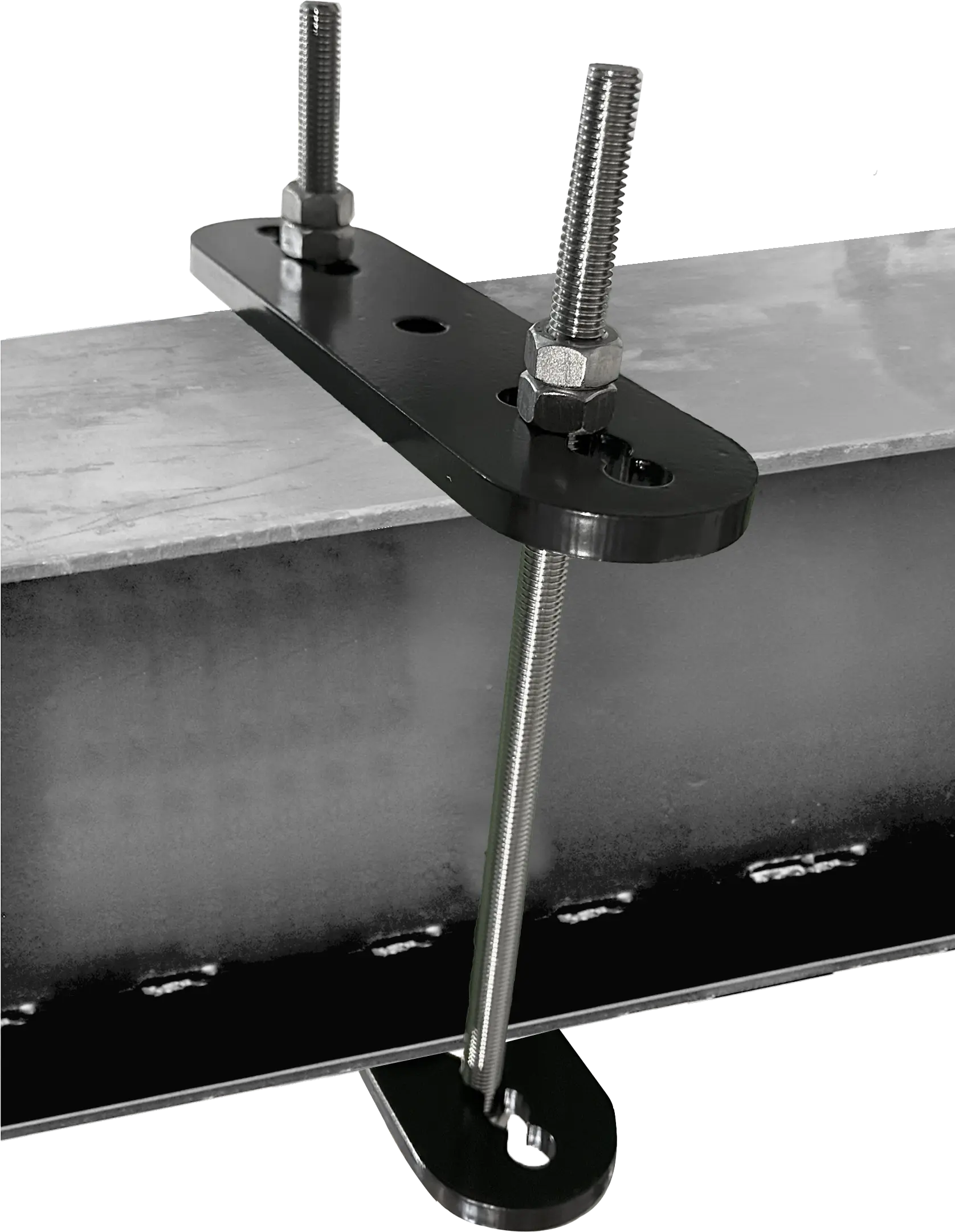 Verzinkte Stahlplatten zum Klemmen von Zwischenpunkten mittels Konterplatte (für Träger von 80–150 mm Breite)