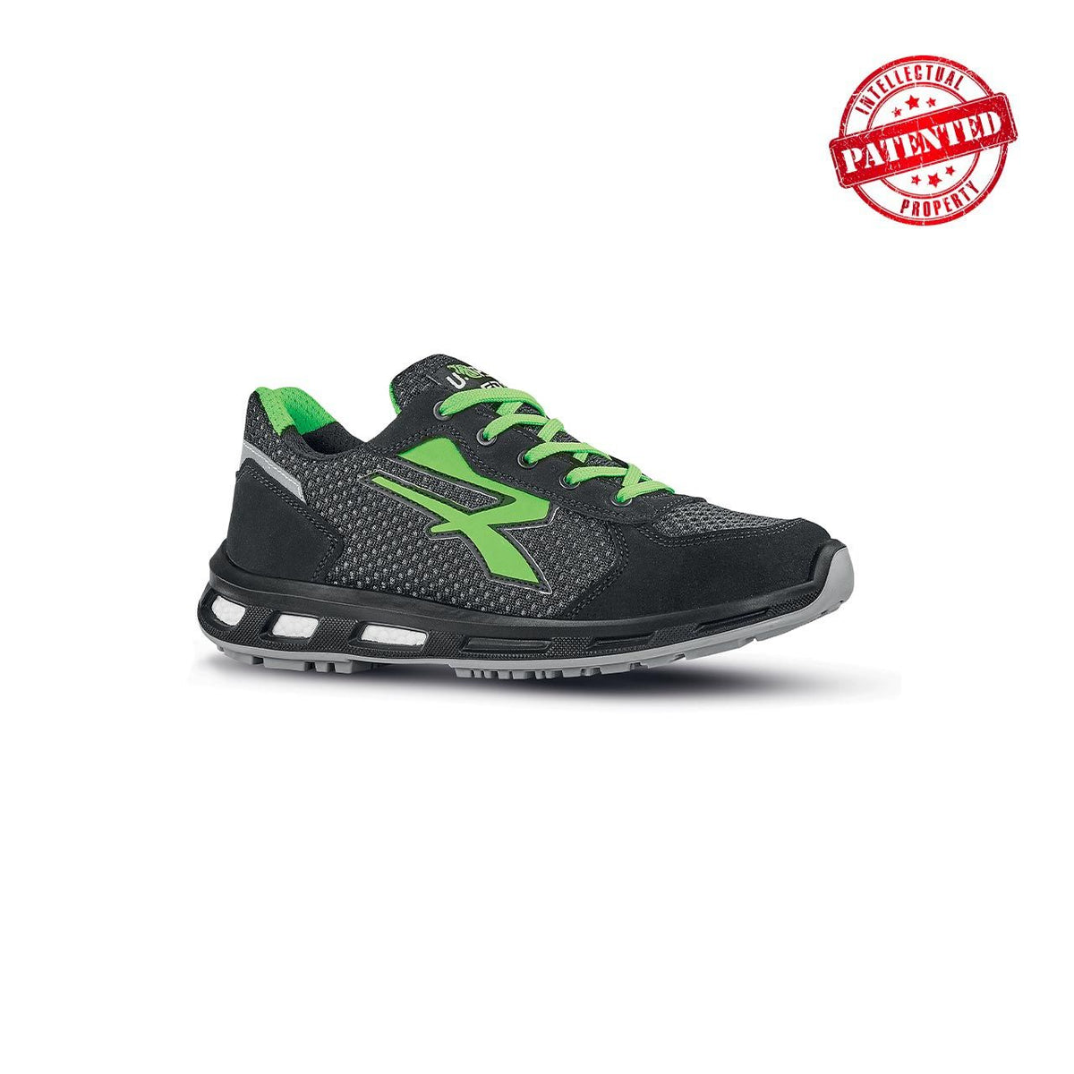 U-Power Sicherheitshalbschuhe O1 NATE o ESD BLACK / VERDE FLUO