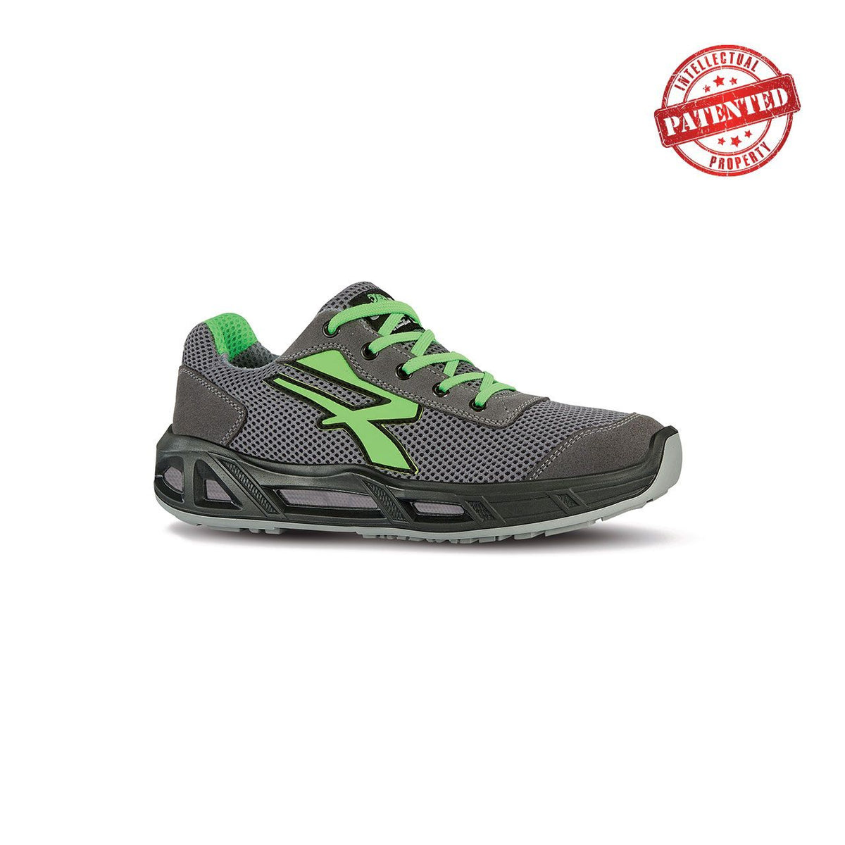 U-Power Sicherheitshalbschuhe S1PS SUMMER CARPET s ESD GREY / VERDE FLUO