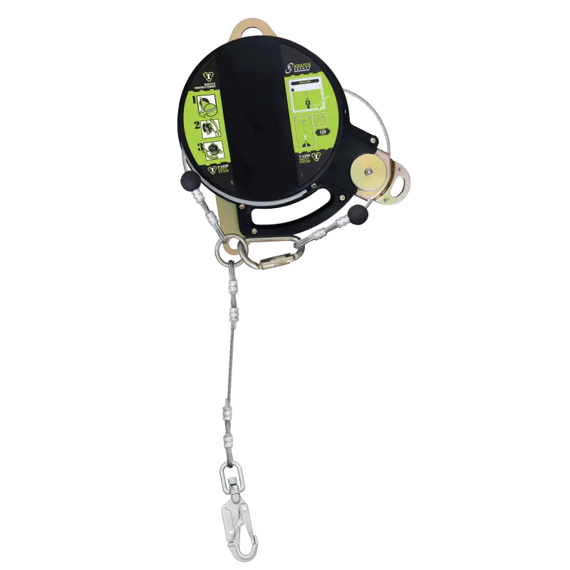 T-LINE, Retractable fall arrester with stainless steel dual safety cable, lg. 12m