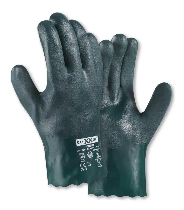 teXXor® topline Chemikalienschutz-Handschuhe PVC GRÜN-120 Paar teXXor®
