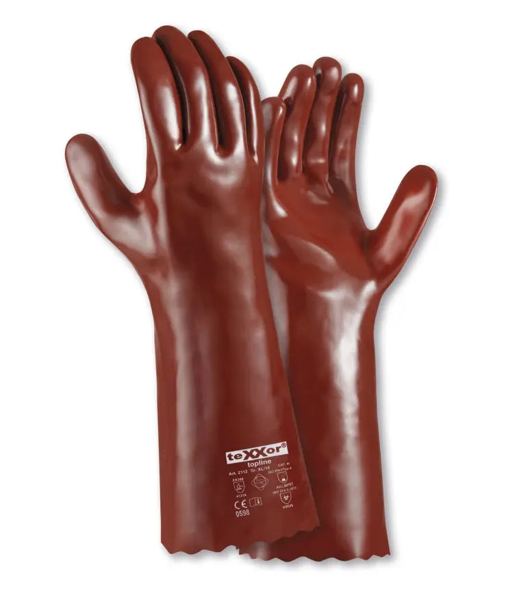 teXXor® topline Chemikalienschutz-Handschuhe PVC ROTBRAUN-60 Paar teXXor®
