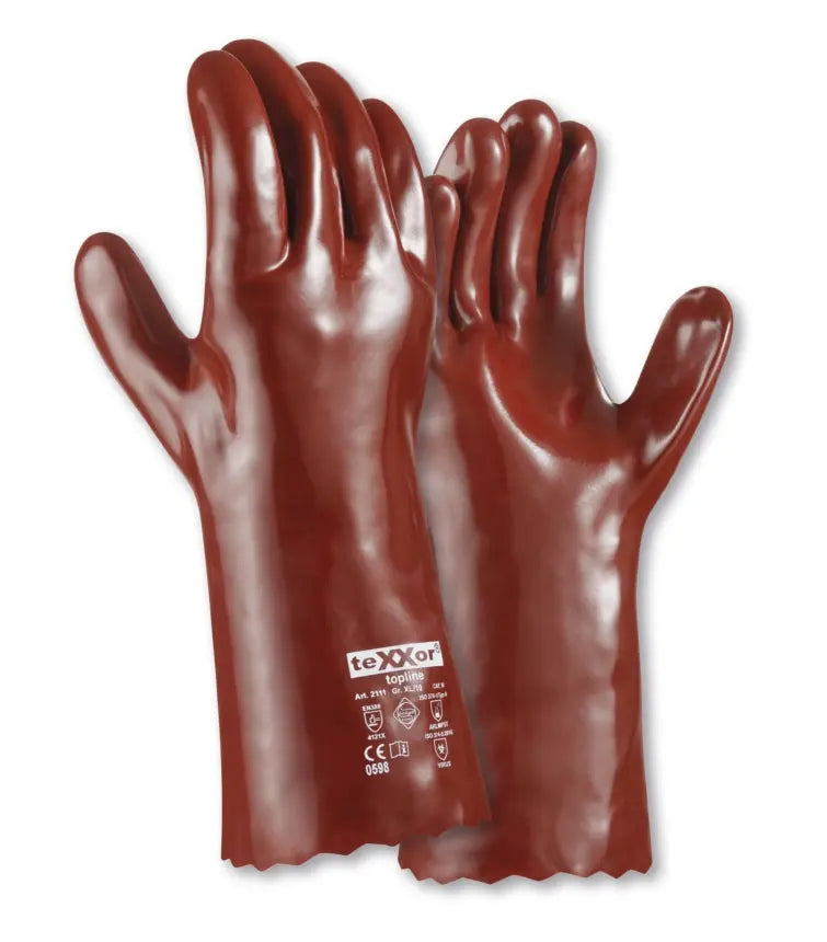 teXXor® topline Chemikalienschutz-Handschuhe PVC ROTBRAUN-96 Paar teXXor®