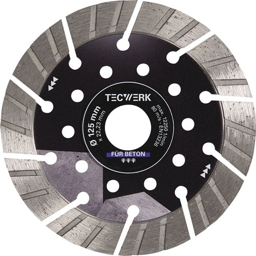 TECWERK Diamanttrennscheibe BETON PRO Ø 115 mm Segmenthöhe 15 mm Segmentstärke 2.4 mm Segmentbreite 40.58 mm 