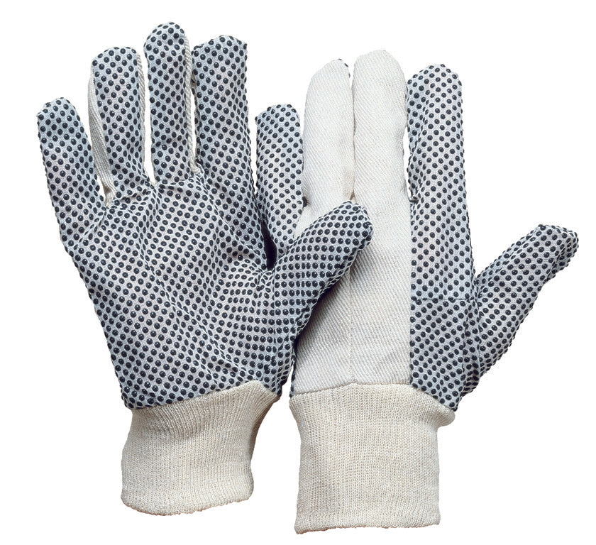 Baumwoll-Köperhandschuh | Strickbund | PVC-Noppen | Herren 