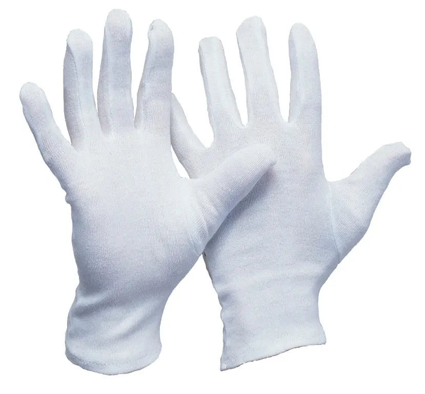 Baumwoll-Trikot-Handschuh | weiß gebleicht | Damengröße 